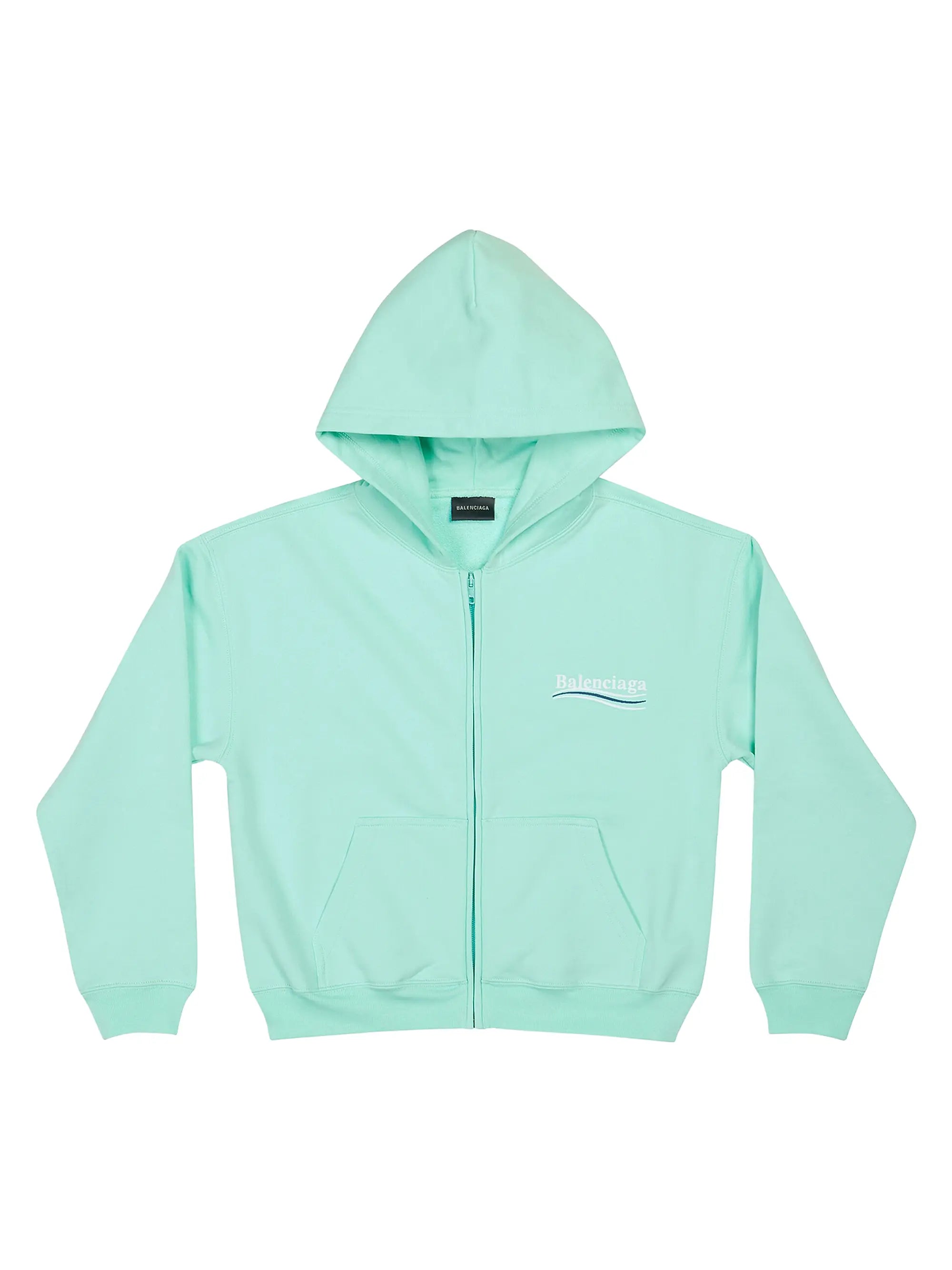Balenciaga 'Campaign Logo' Mint Zip Up Hoodie (Women's)