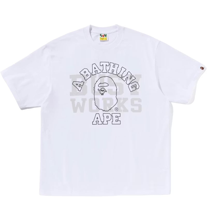 Bape College Relaxed Fit White Tee