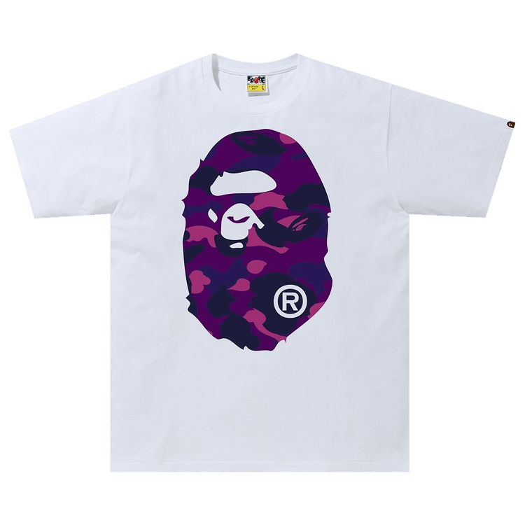 Bape Color Camo Big Ape Head White & Purple Tee