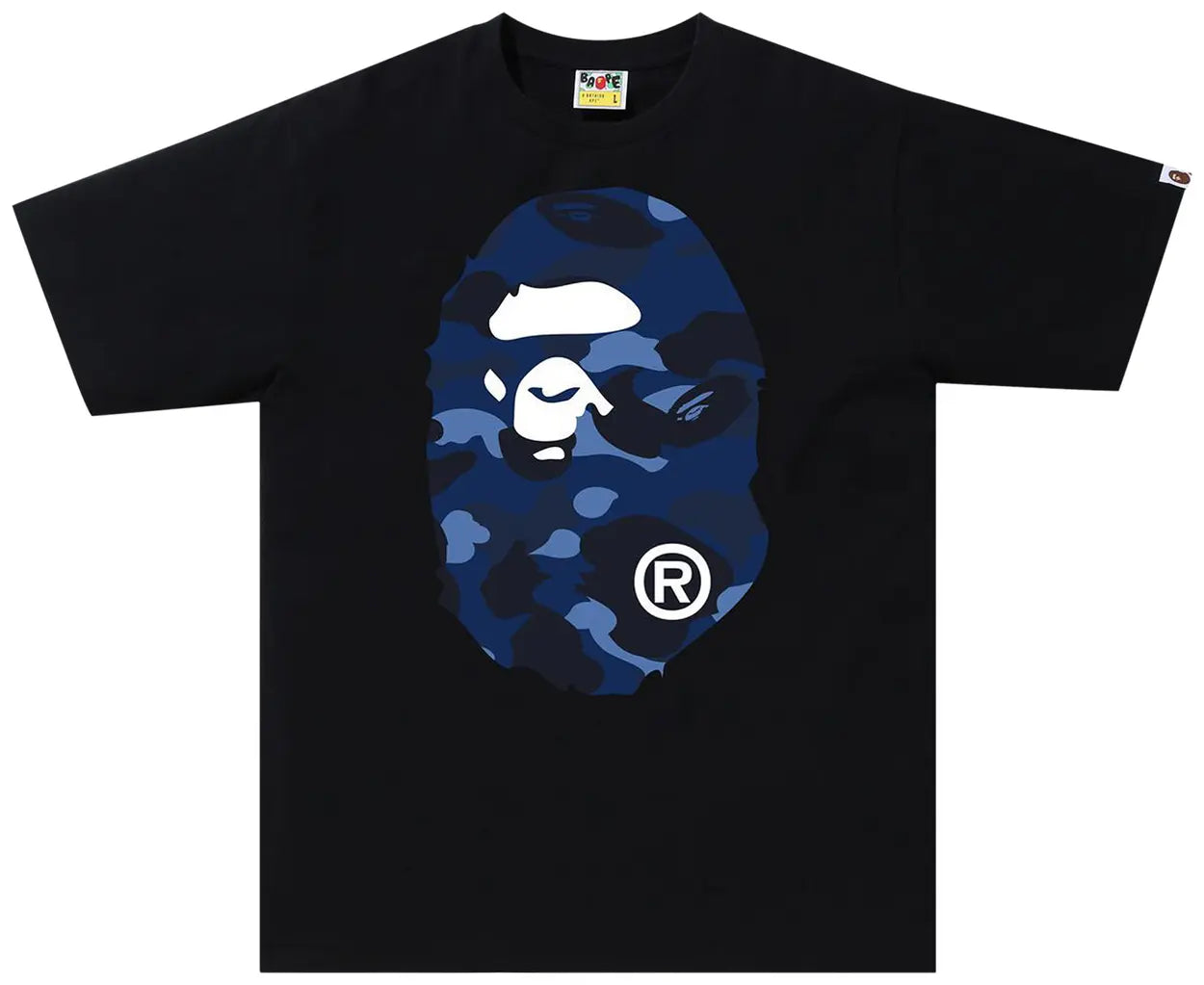 Bape 'Big Head' Black & Blue Camo Tee