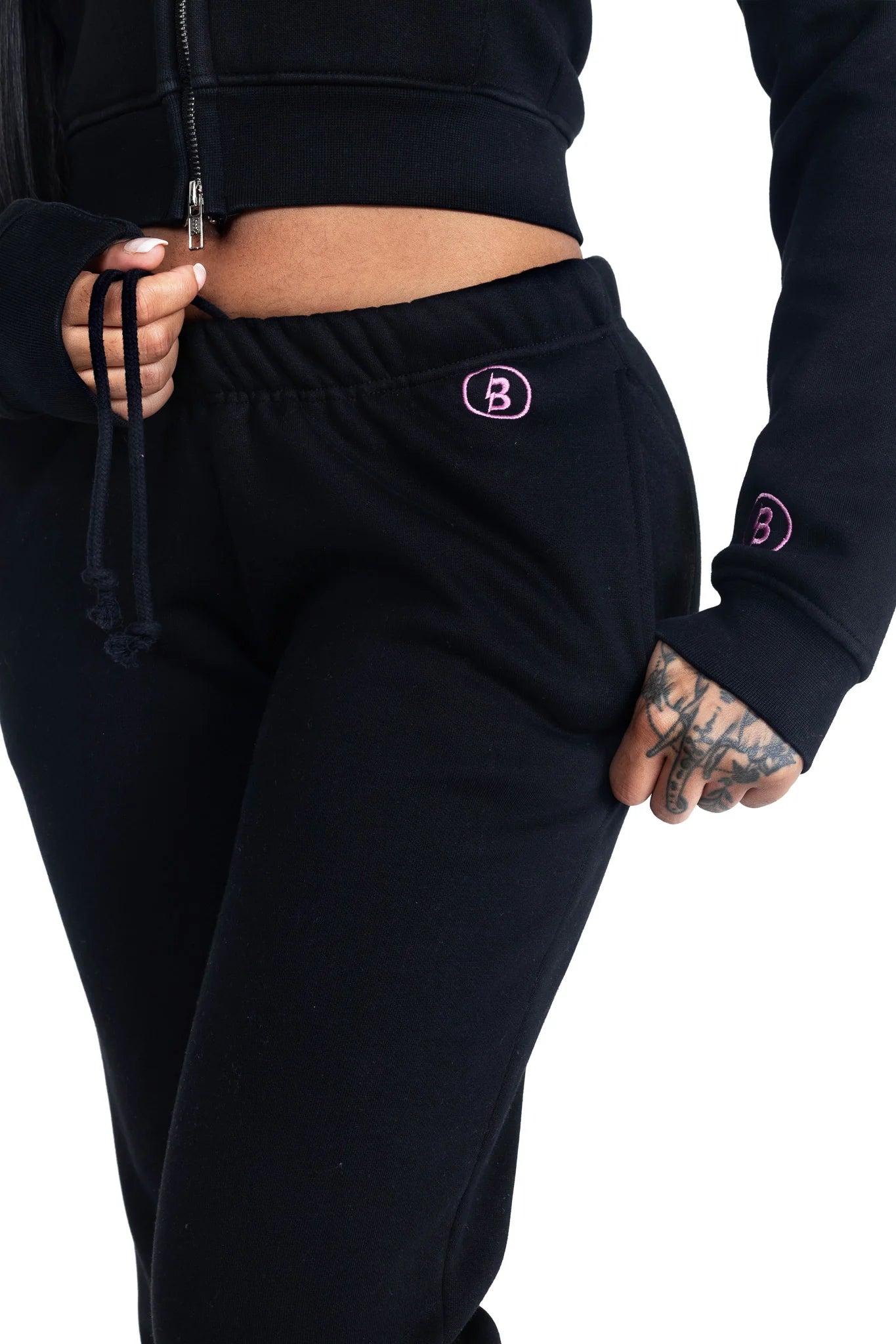Body By Raven 'Backshot' Black & Pink Sweats