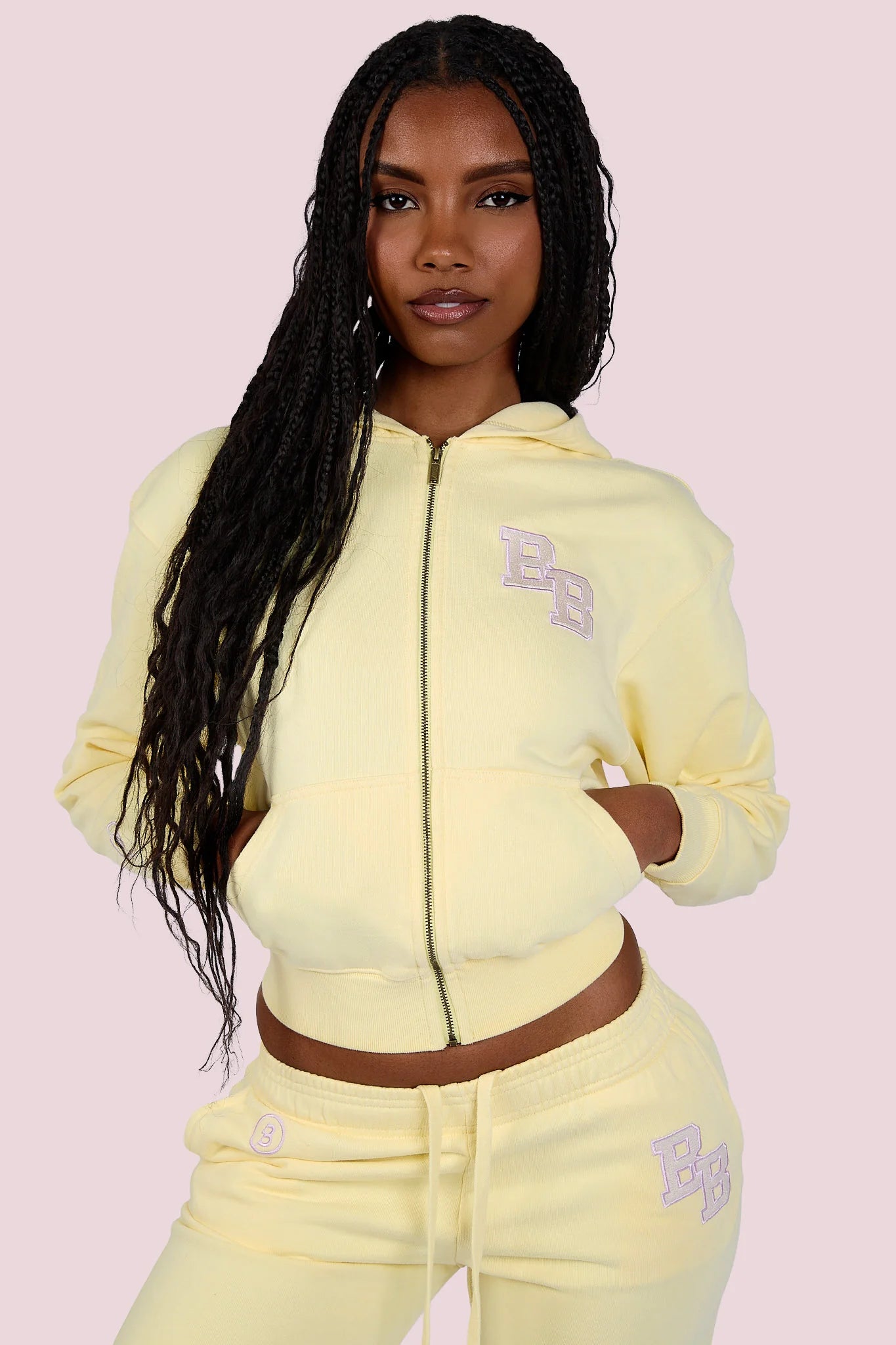 Body By Raven 'University' Butter Yellow & Lavender Hoodie