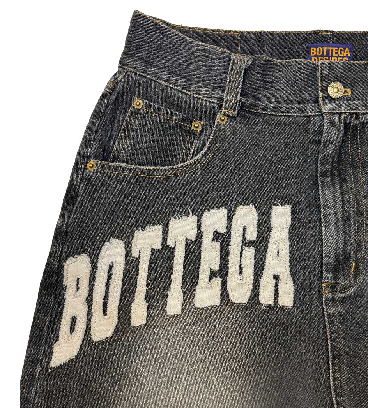 Bottega Desires 'Logo' Black Jean Shorts