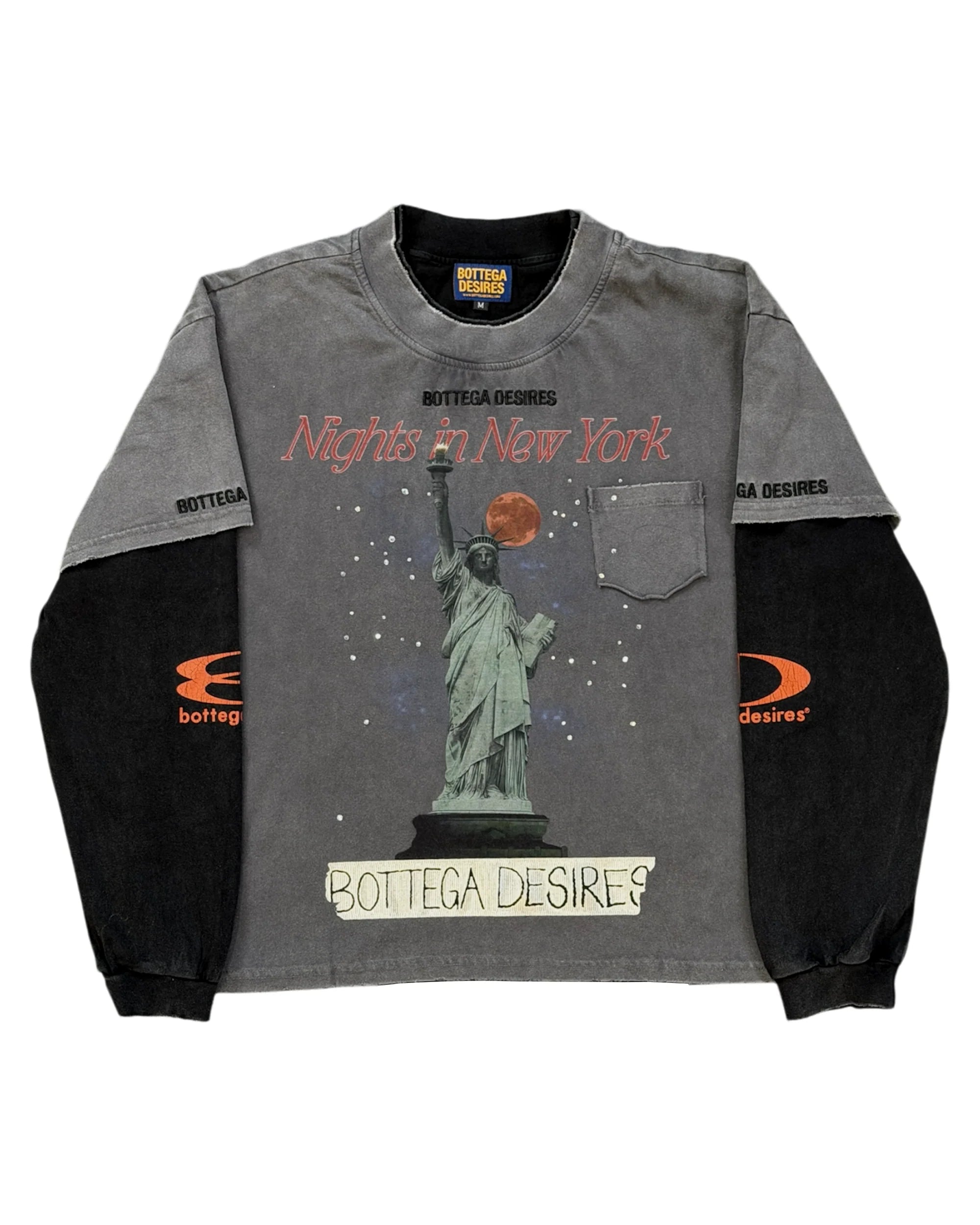 Bottega Desires 'Night's In NY' Grey Layered LS Tee