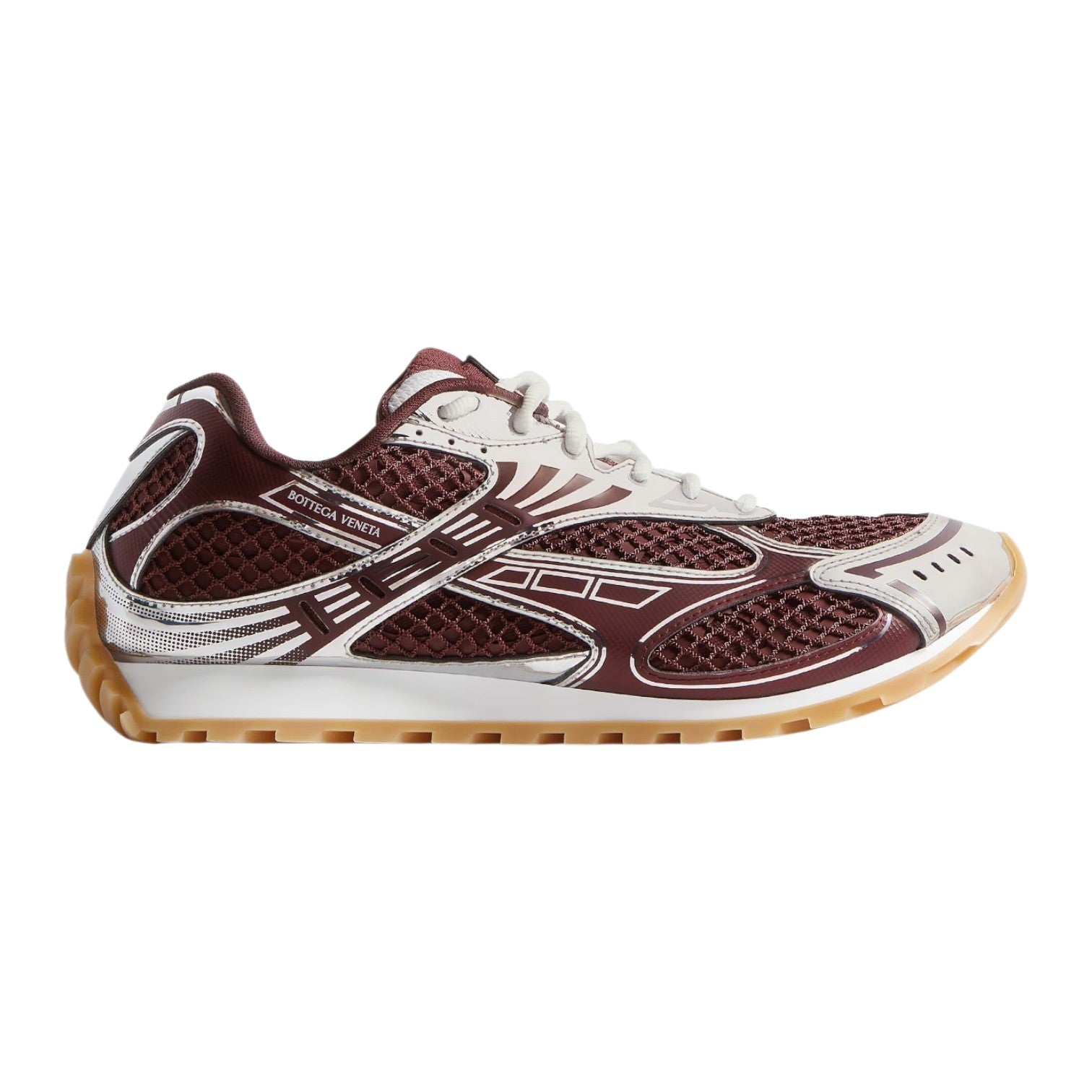 Bottega Veneta 'Orbit' Bordeaux & Silver Sneakers