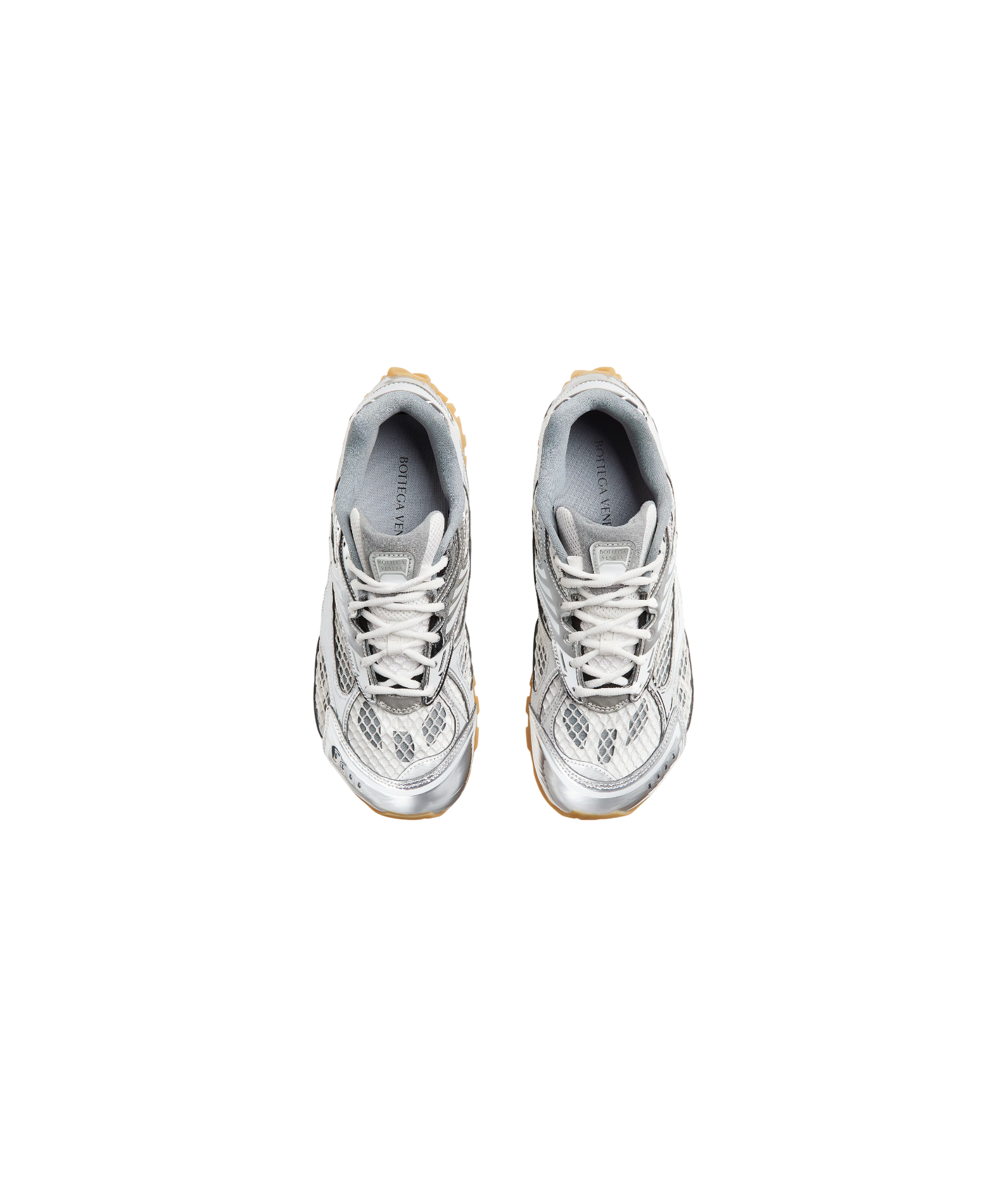 Bottega Veneta 'Orbit' White & Silver Sneakers