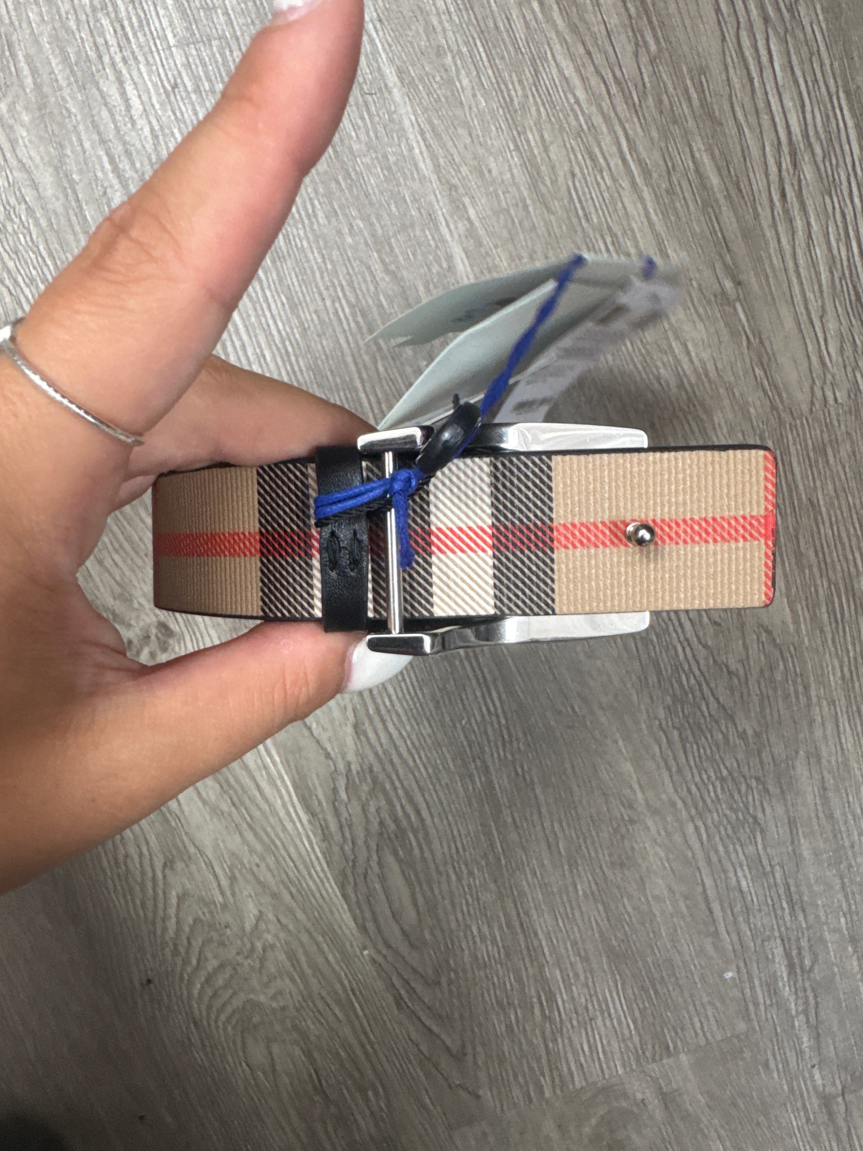 Burberry EKD-Buckle Rversible Check Belt (95) New With Tags