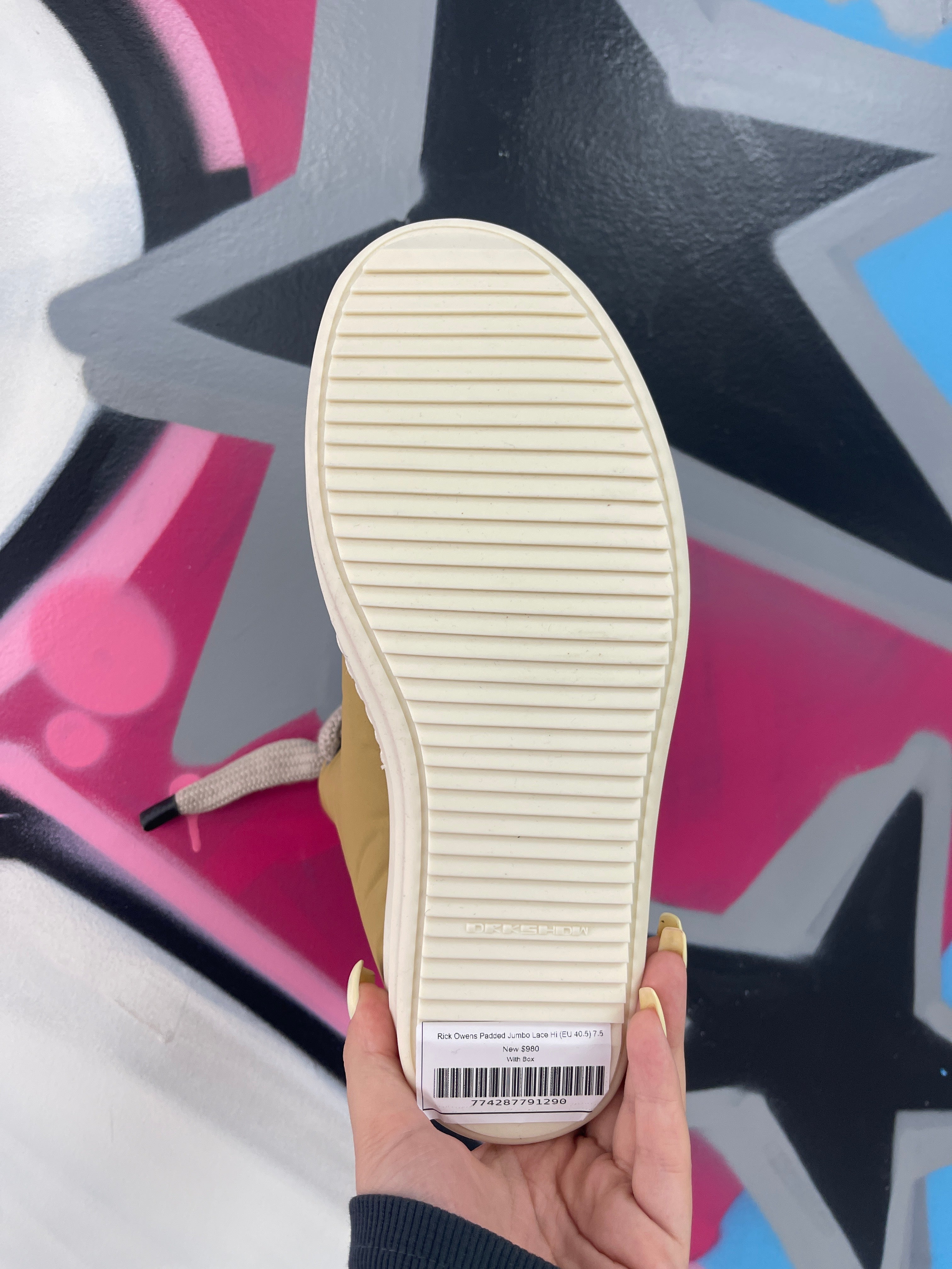 Rick Owens Padded Jumbo Lace Hi (EU 40.5) New With Box