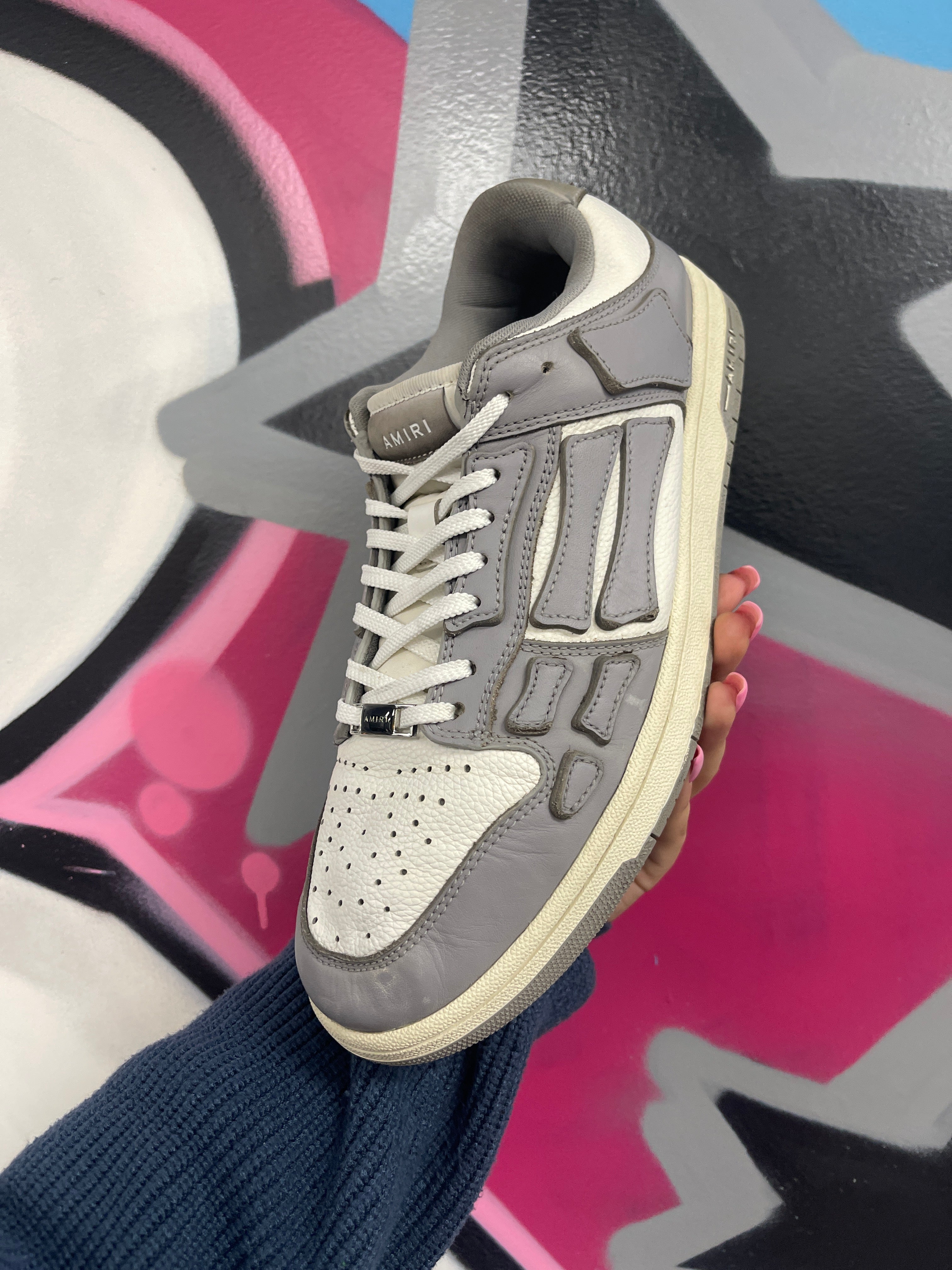 Amiri Grey White Skeleton Low Top Used 11 No Box