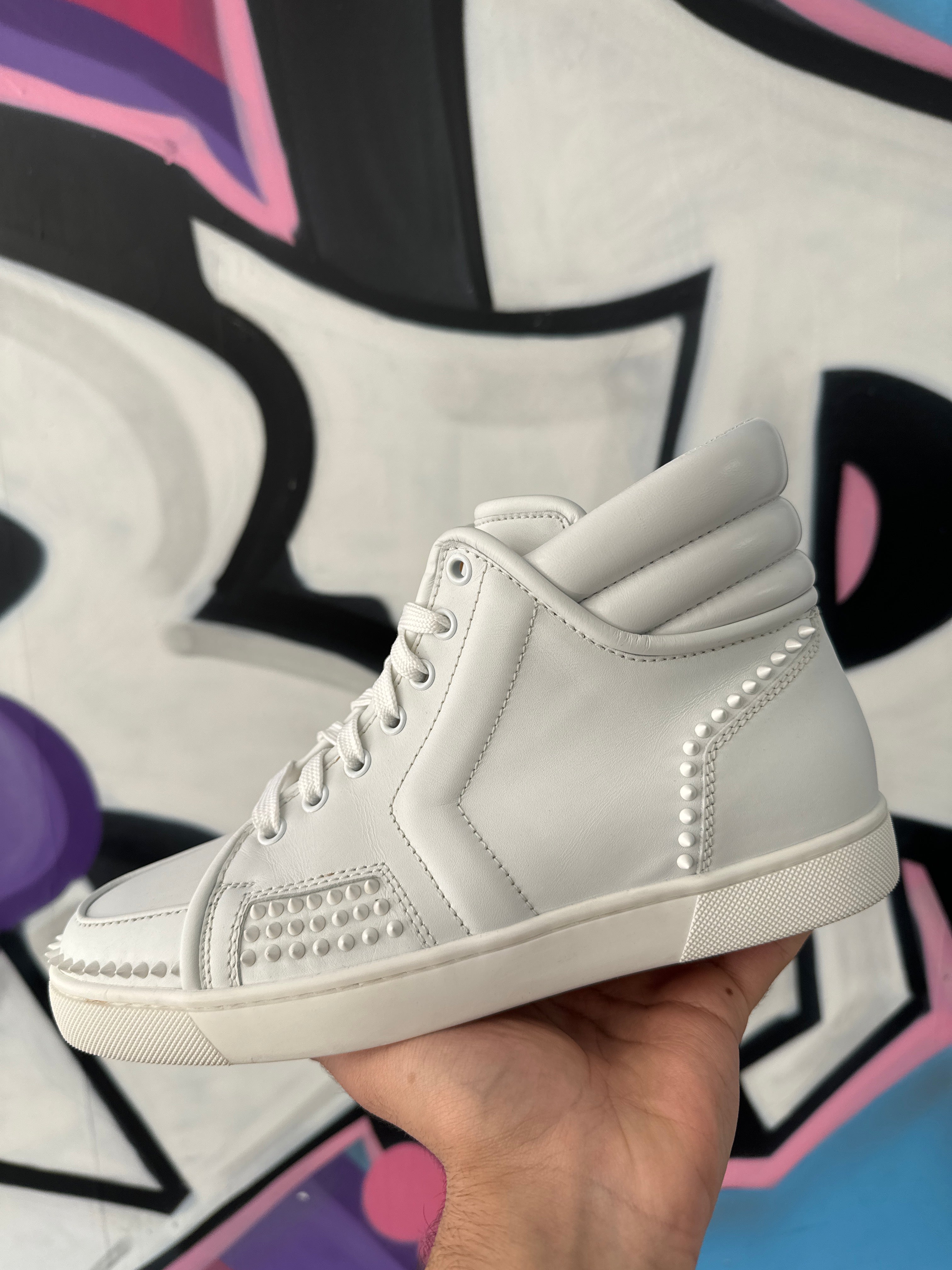 Louboutin Spiked Sneaker White (EU 40) Used 7 With Box