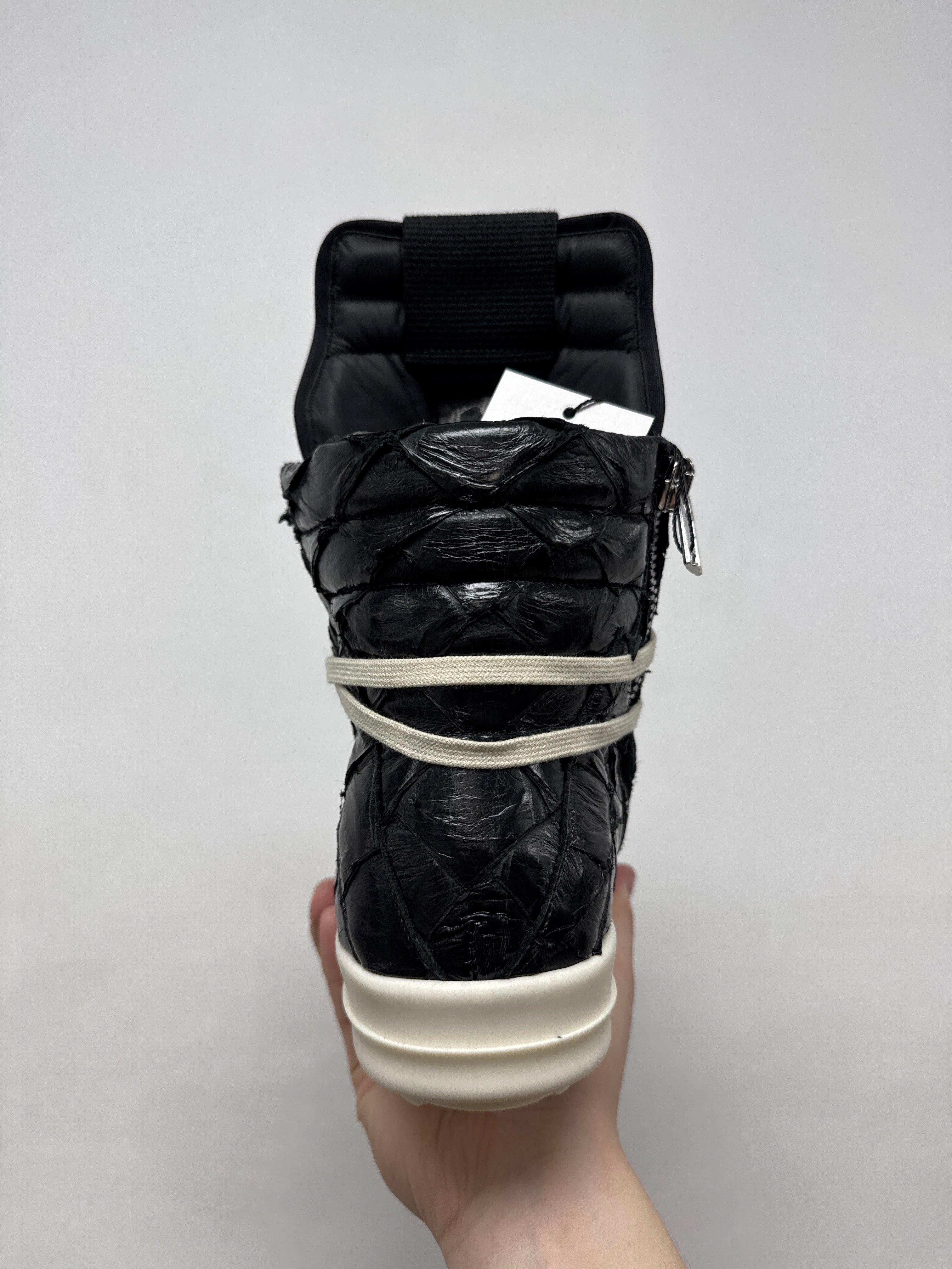 Rick Owens Black Croc Geo Basket Sneakers