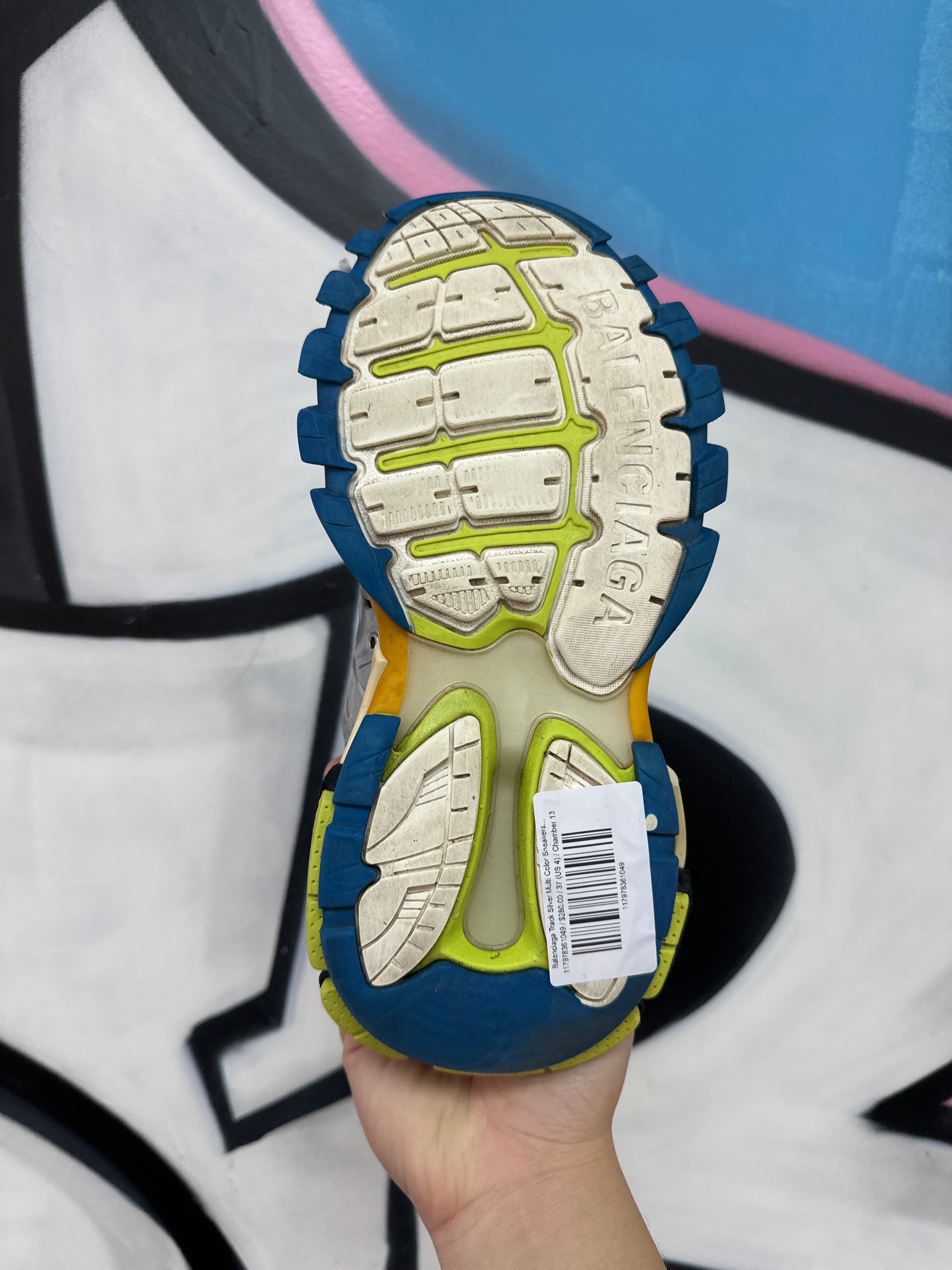 Balenciaga Track Silver Multi Color Sneakers  Used No Box