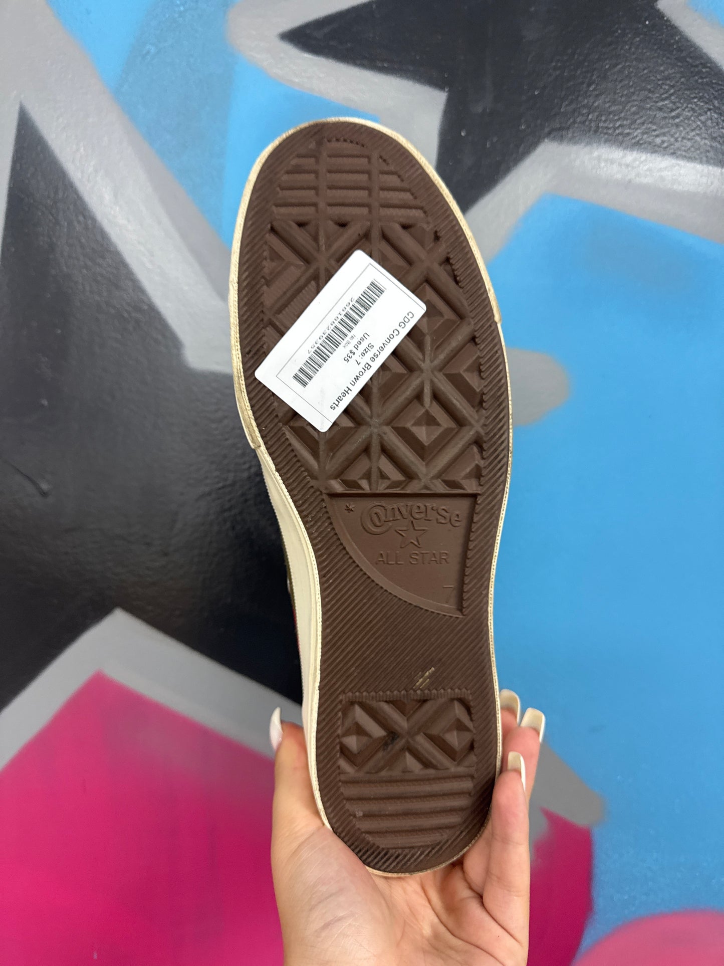 CDG Converse Brown Hearts Used No Box