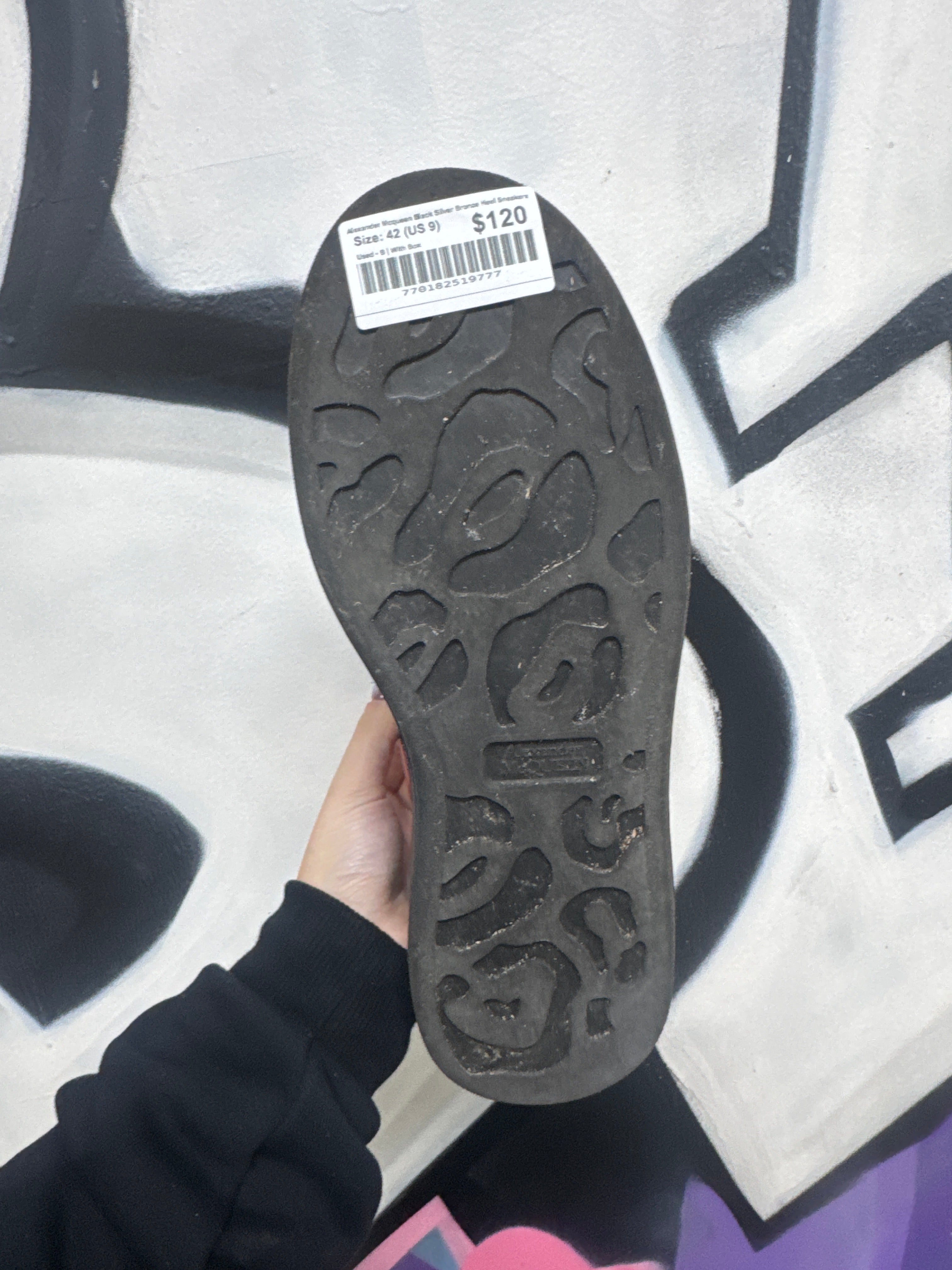 Alexander Mcqueen Black Silver Bronze Heel Sneakers