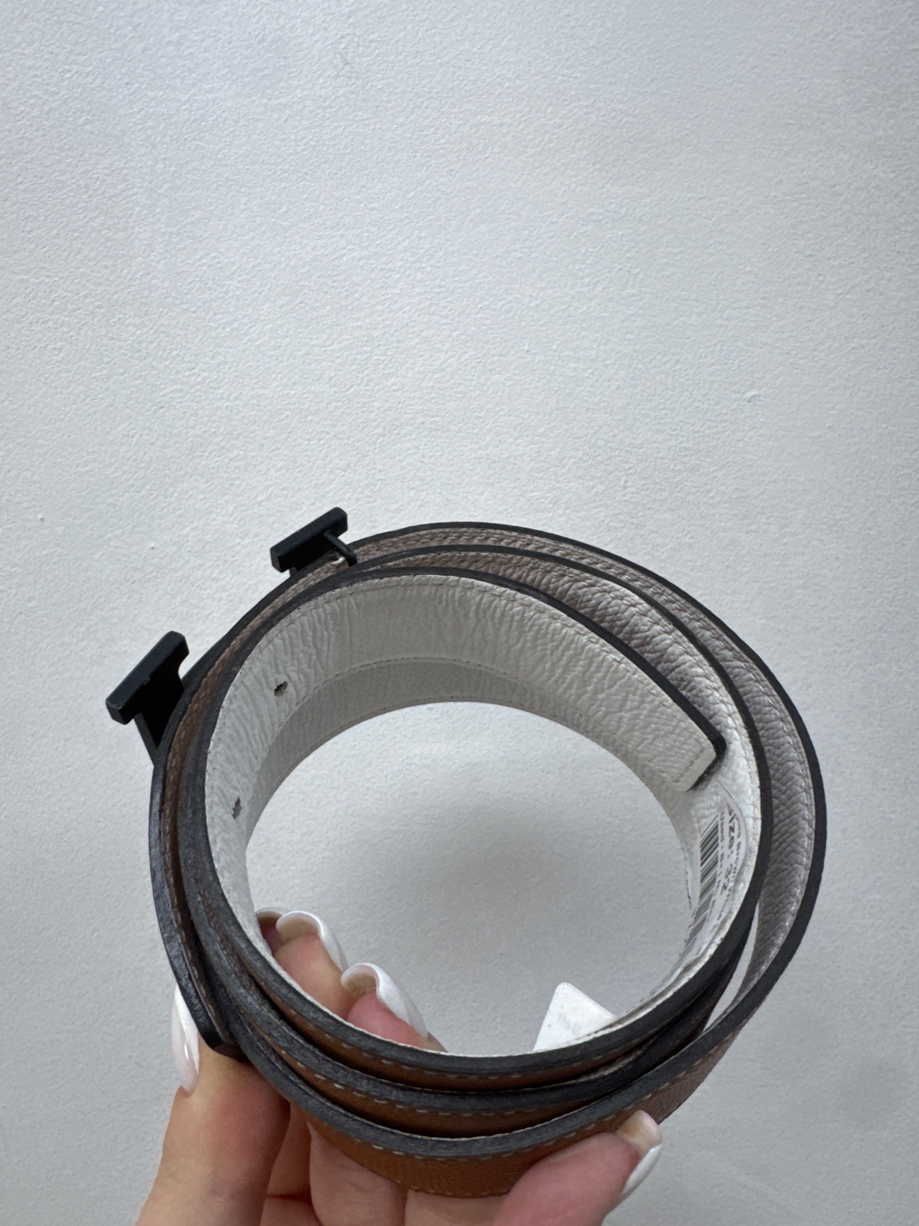 Hermes Brown White Reversable (Women) (90) Belt