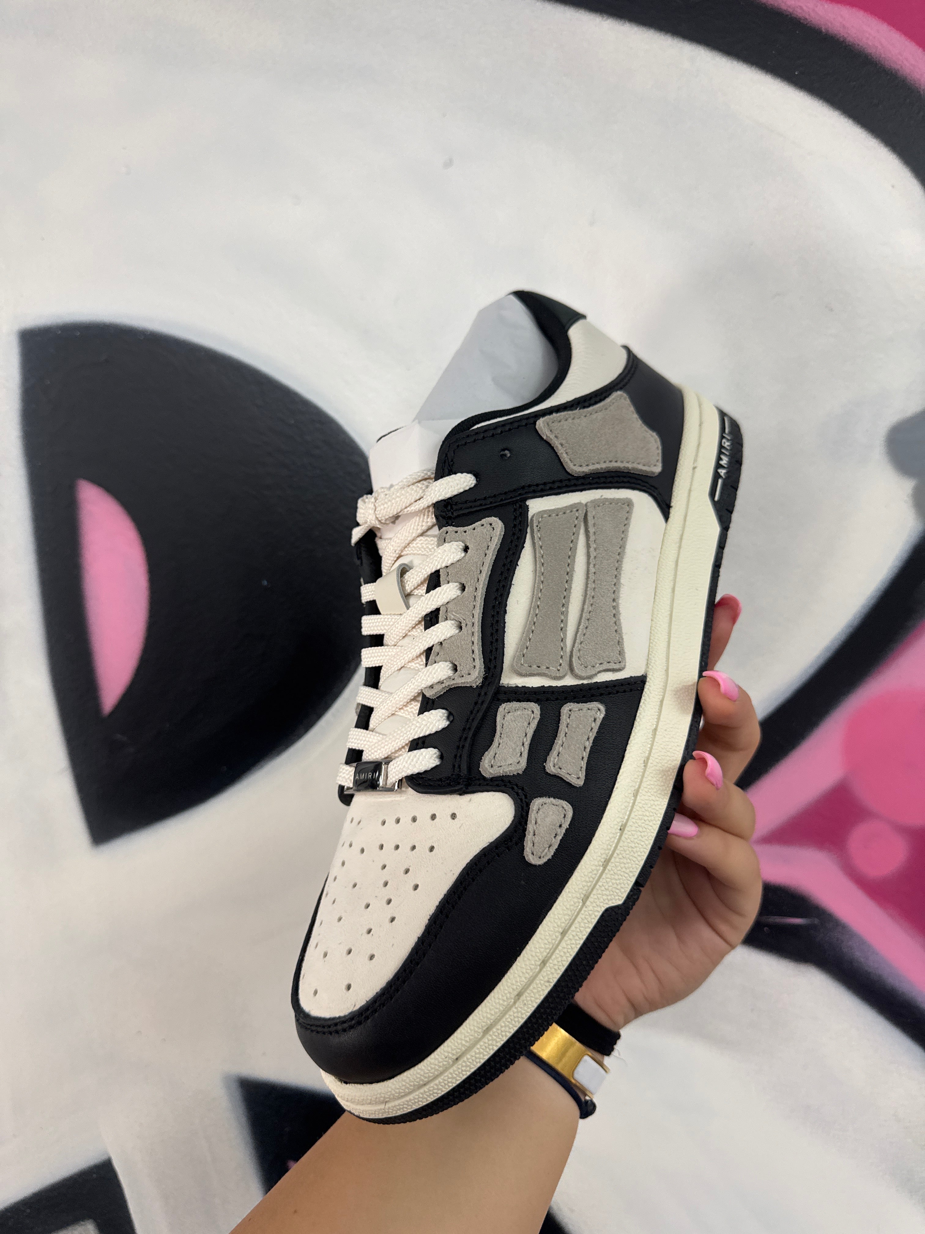 Amiri Skel Low Top Black White Bone Sneakers