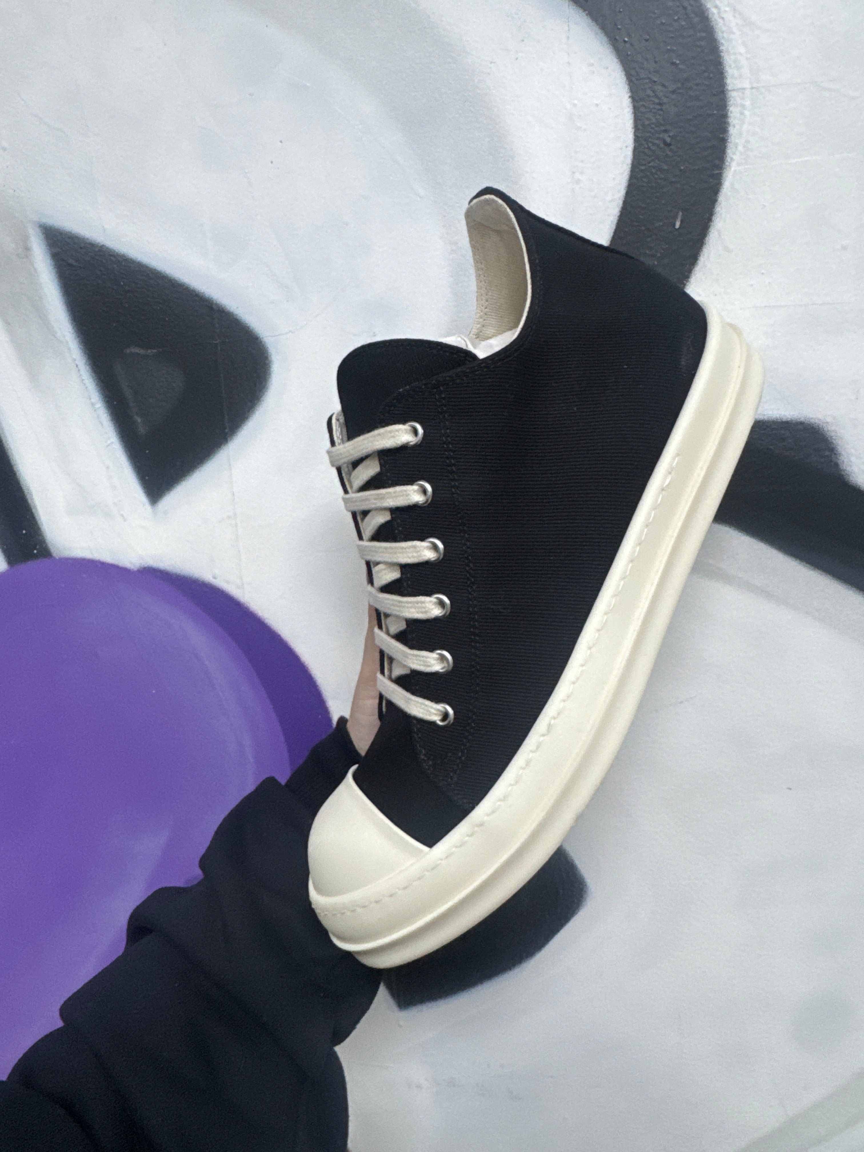 Rick Owens DRKSHDW Ramone' Black & Milk Sneakers