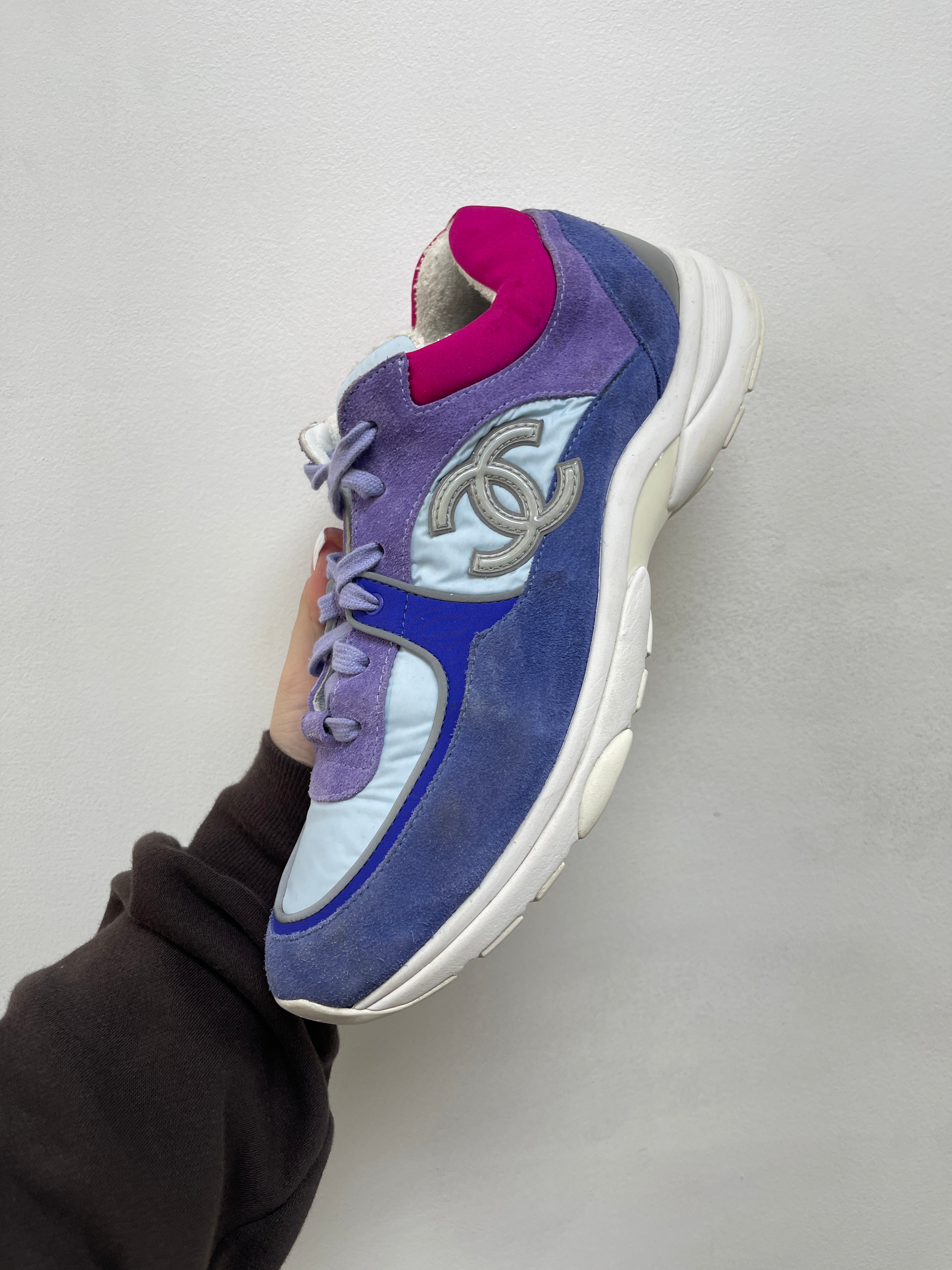 Chanel Baby Blue Lilac CC Logo Sneakers
