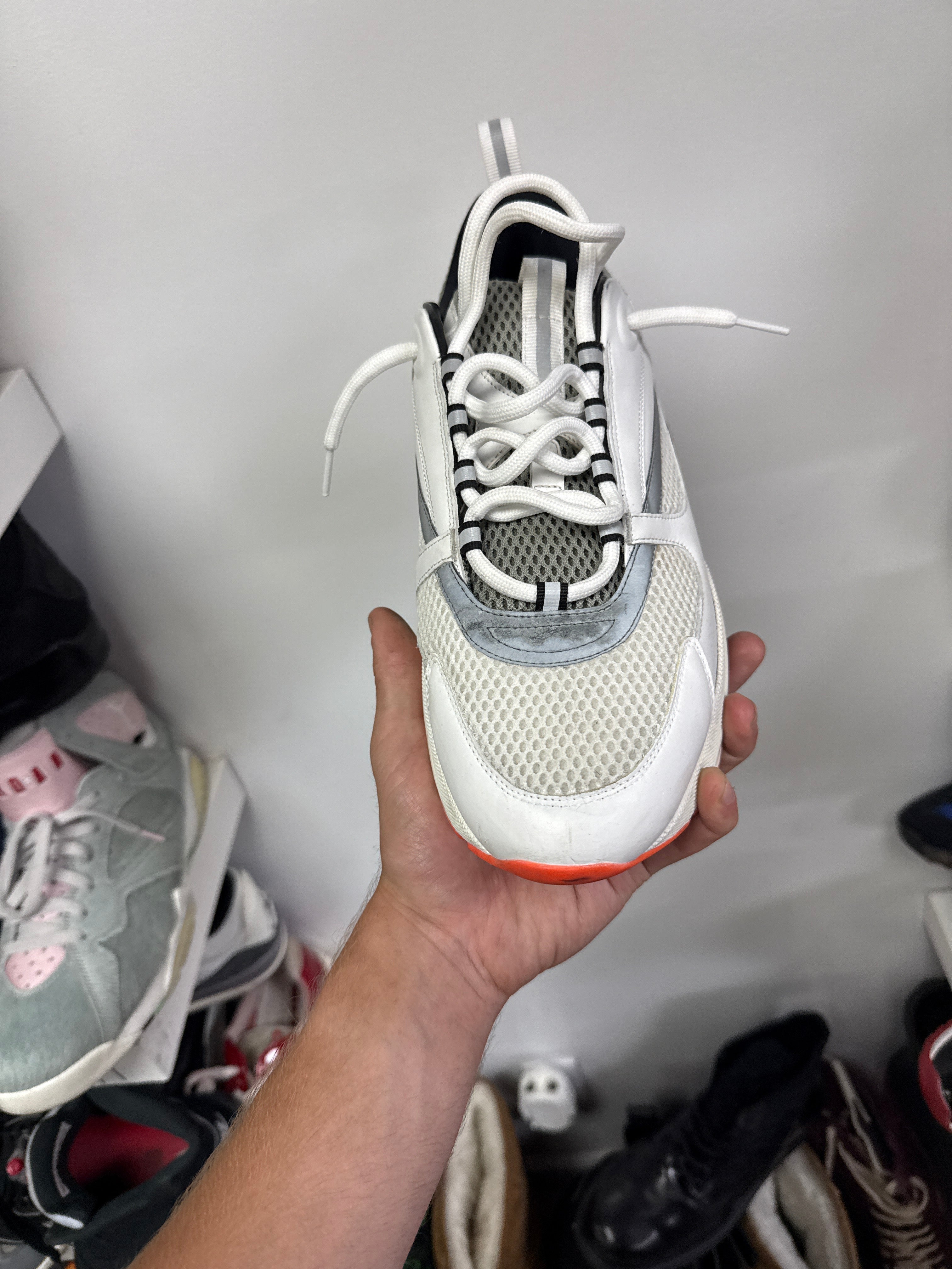 Dior White Olive Orange B22 Sneakers