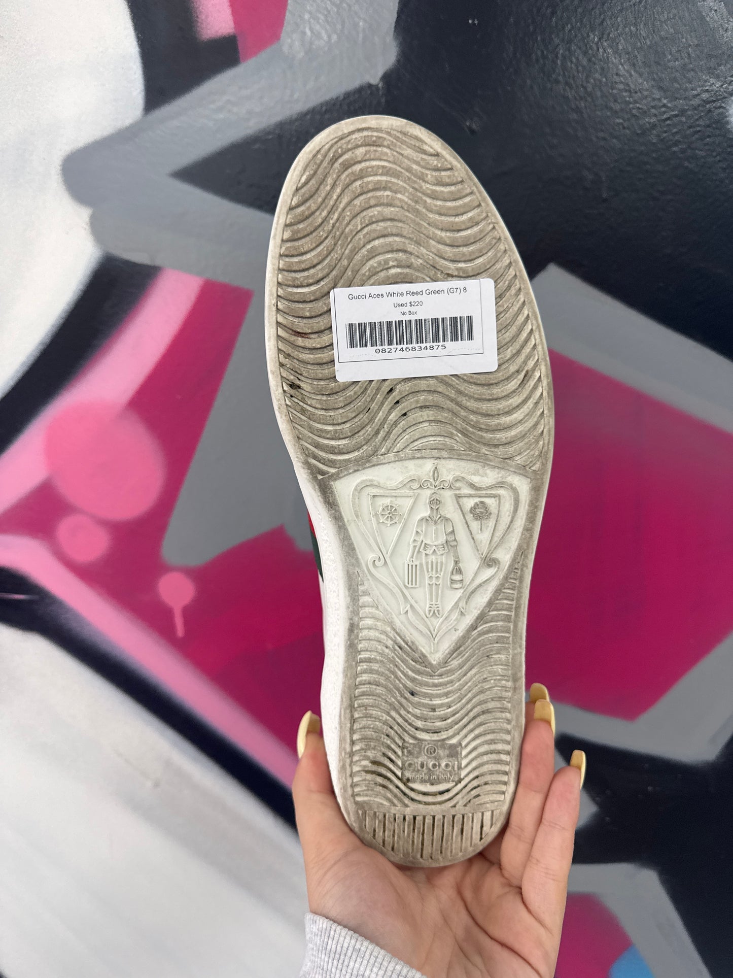 Gucci Aces White Reed Green (G7) Used No Box