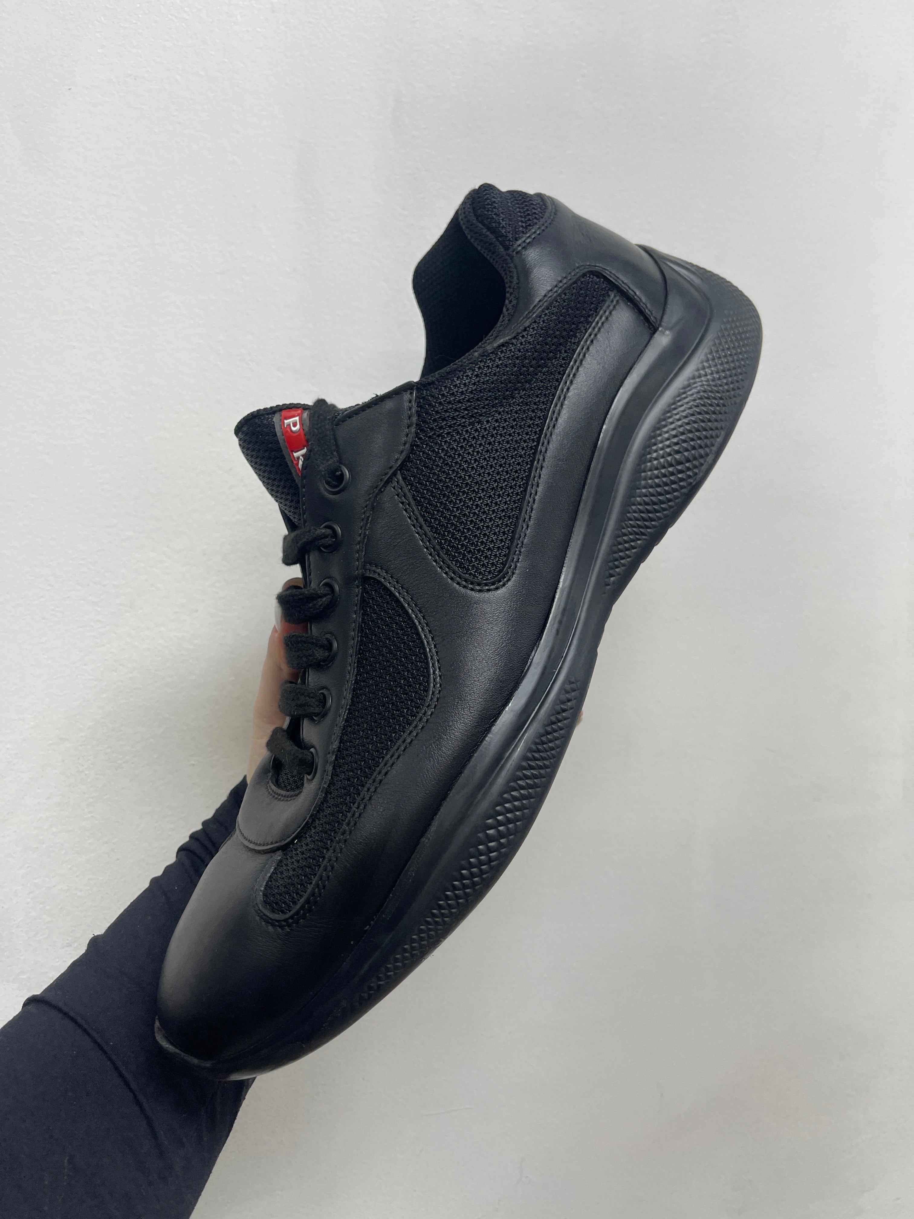Prada Black Leather Cups Sneakers
