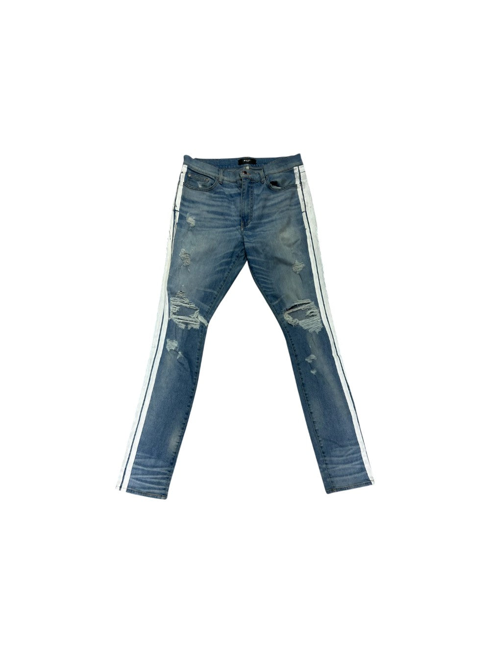 Amiri Striped Light Wash & White Jeans