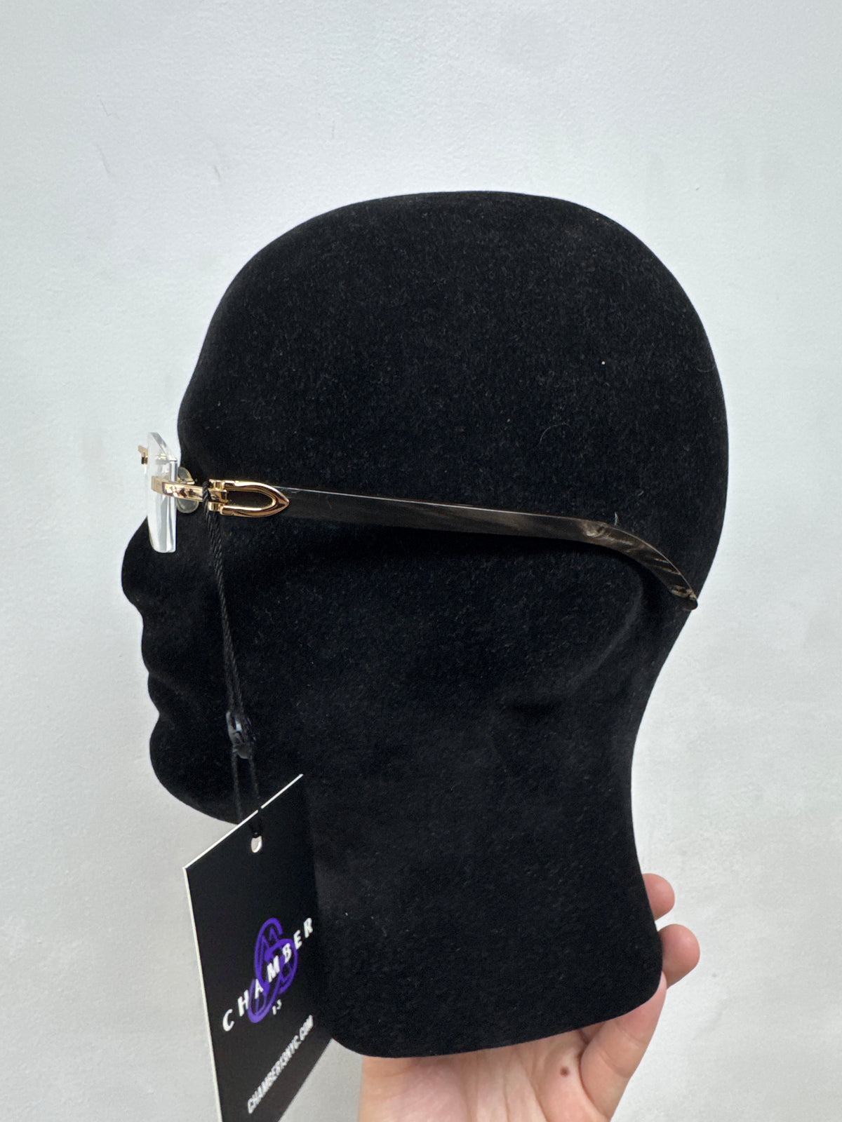 Cartier Gold C Wire Brown Horn Black Tinted Sunglasses