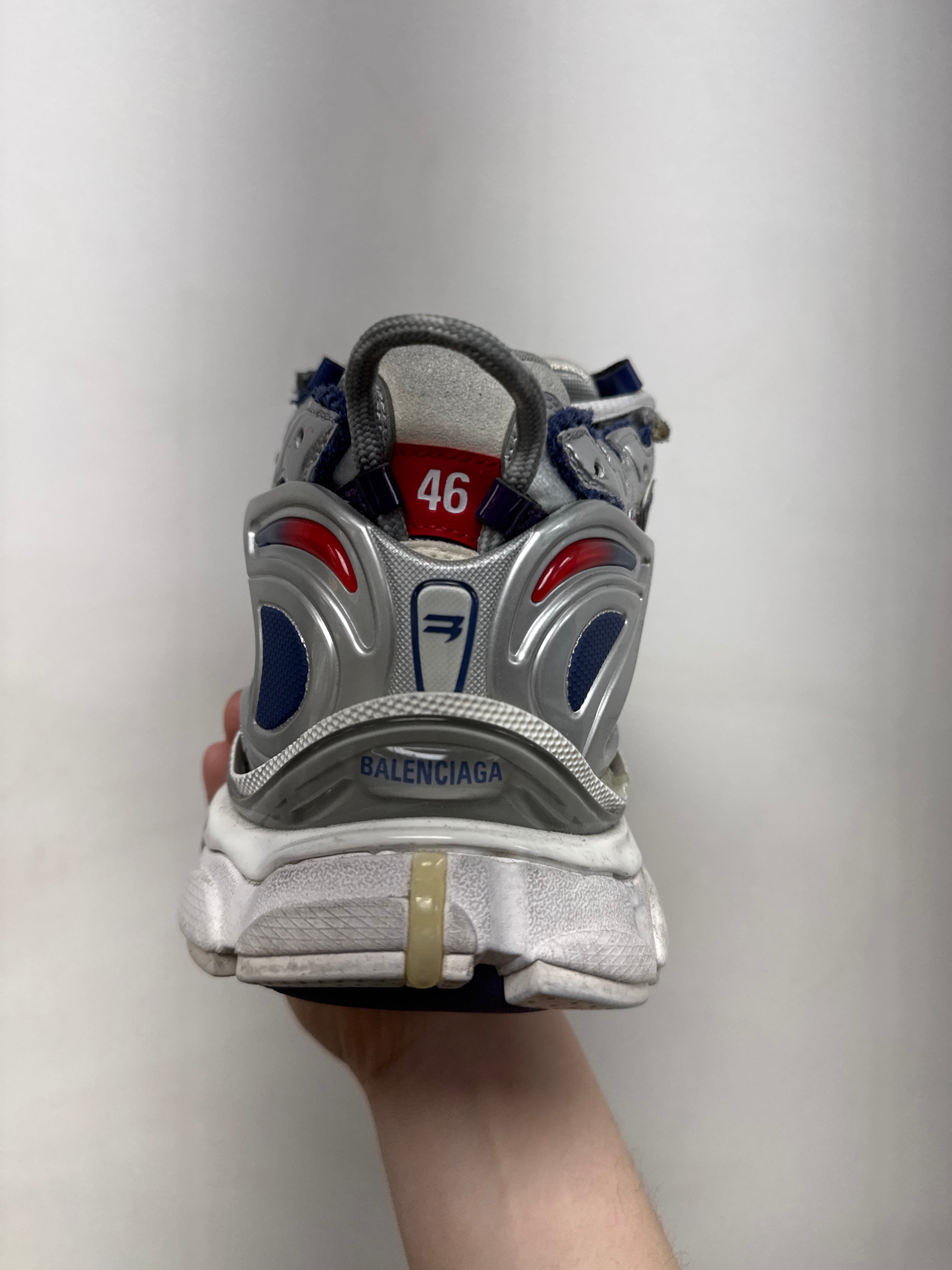 Balenciaga Navy Red Silver Runner Sneakers