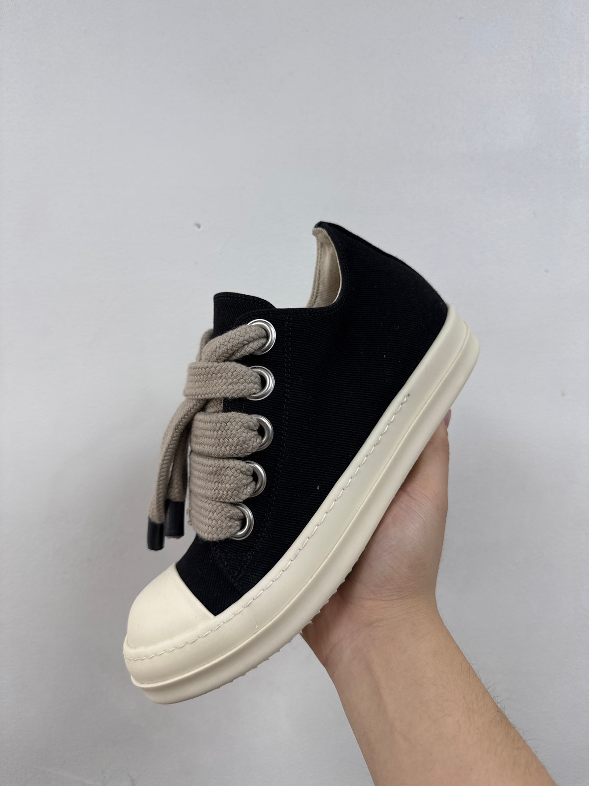Rick Owens Black & Milk Jumbo Lace Sneakers