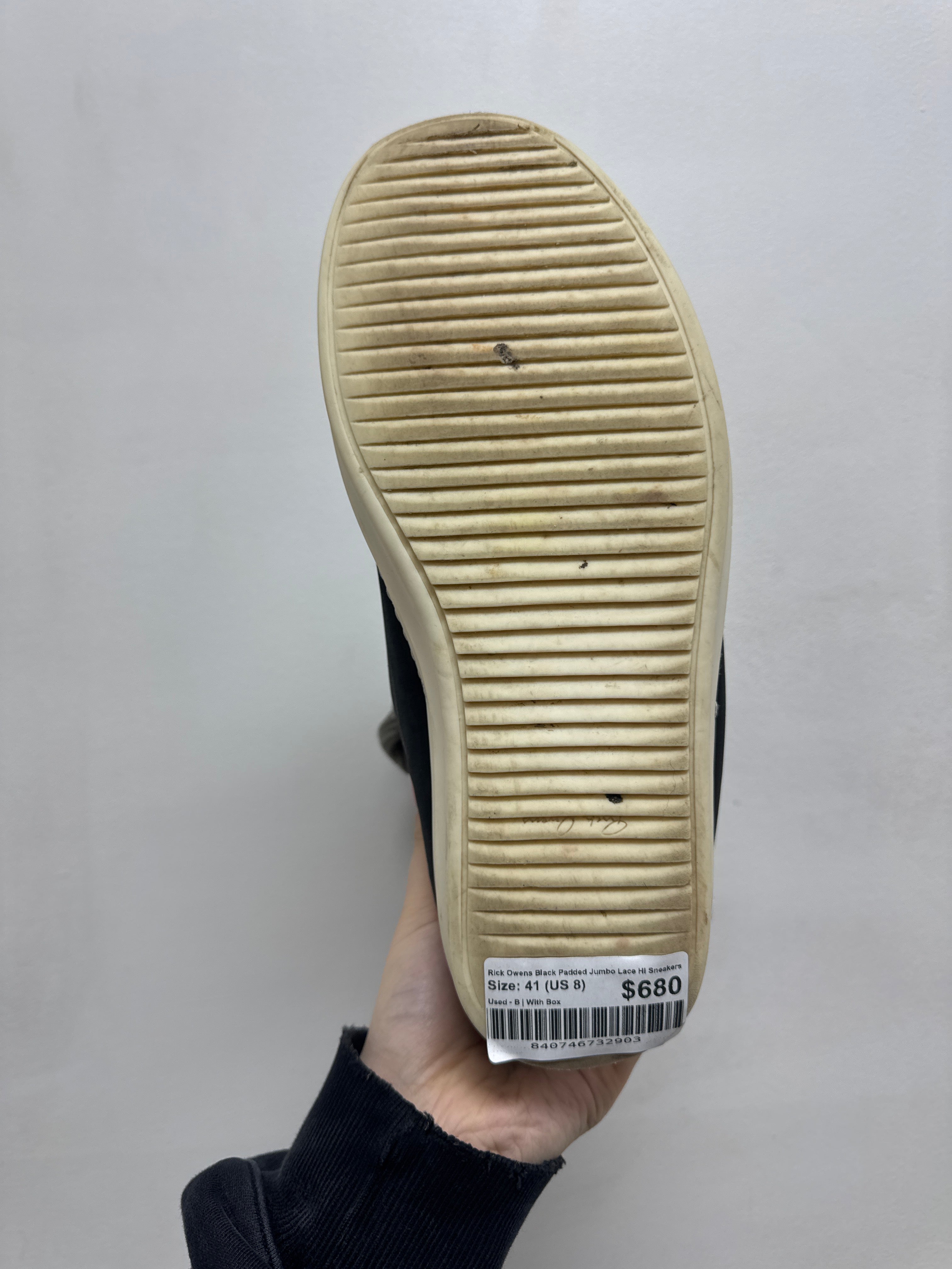 Rick Owens Black Padded Jumbo Lace Hi Sneakers