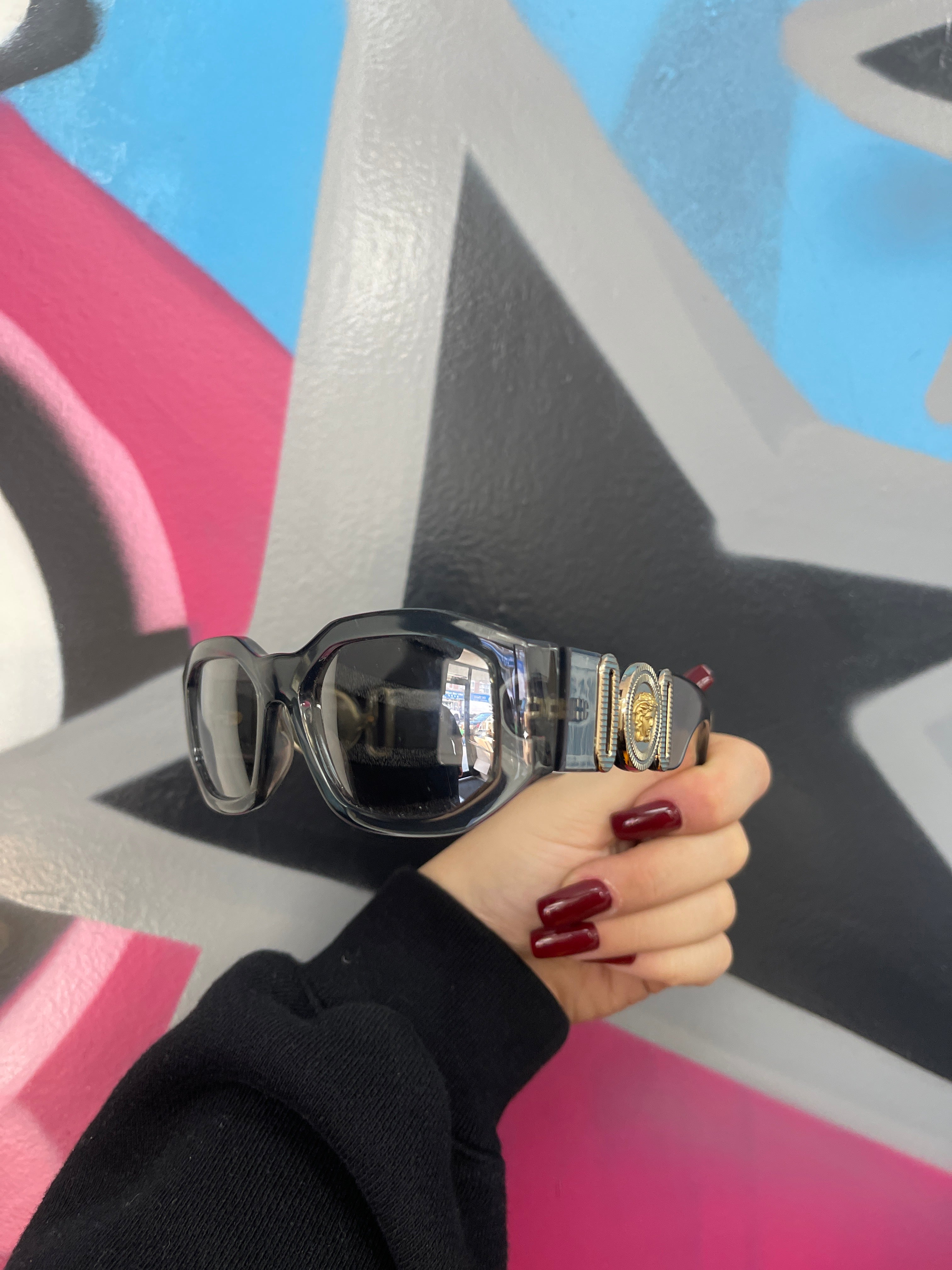 Versace Grey Transleucent Biggie Sunglasses