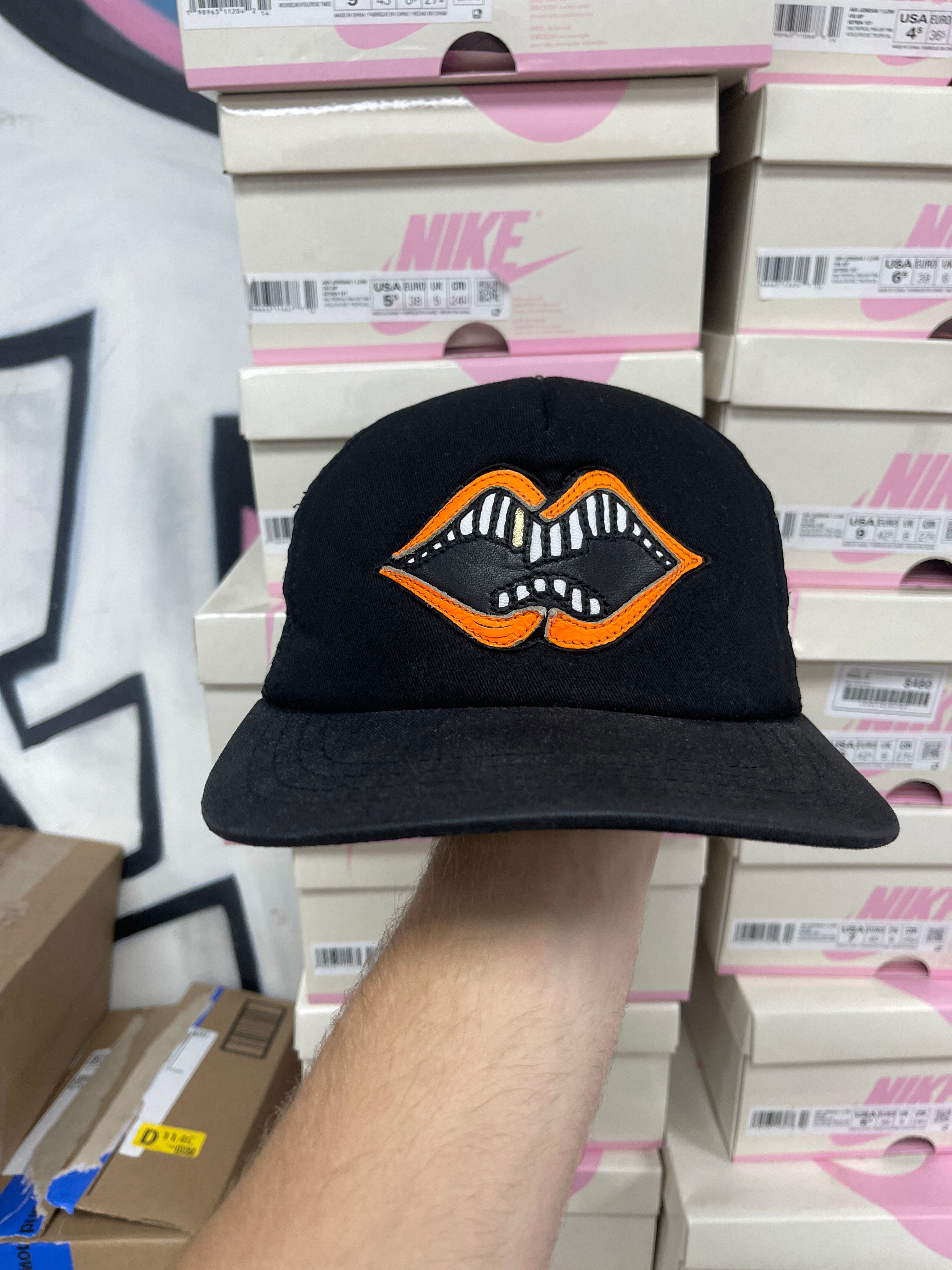 Chrome Hearts Black Orange Matty Boy Chomper Trucker Hat