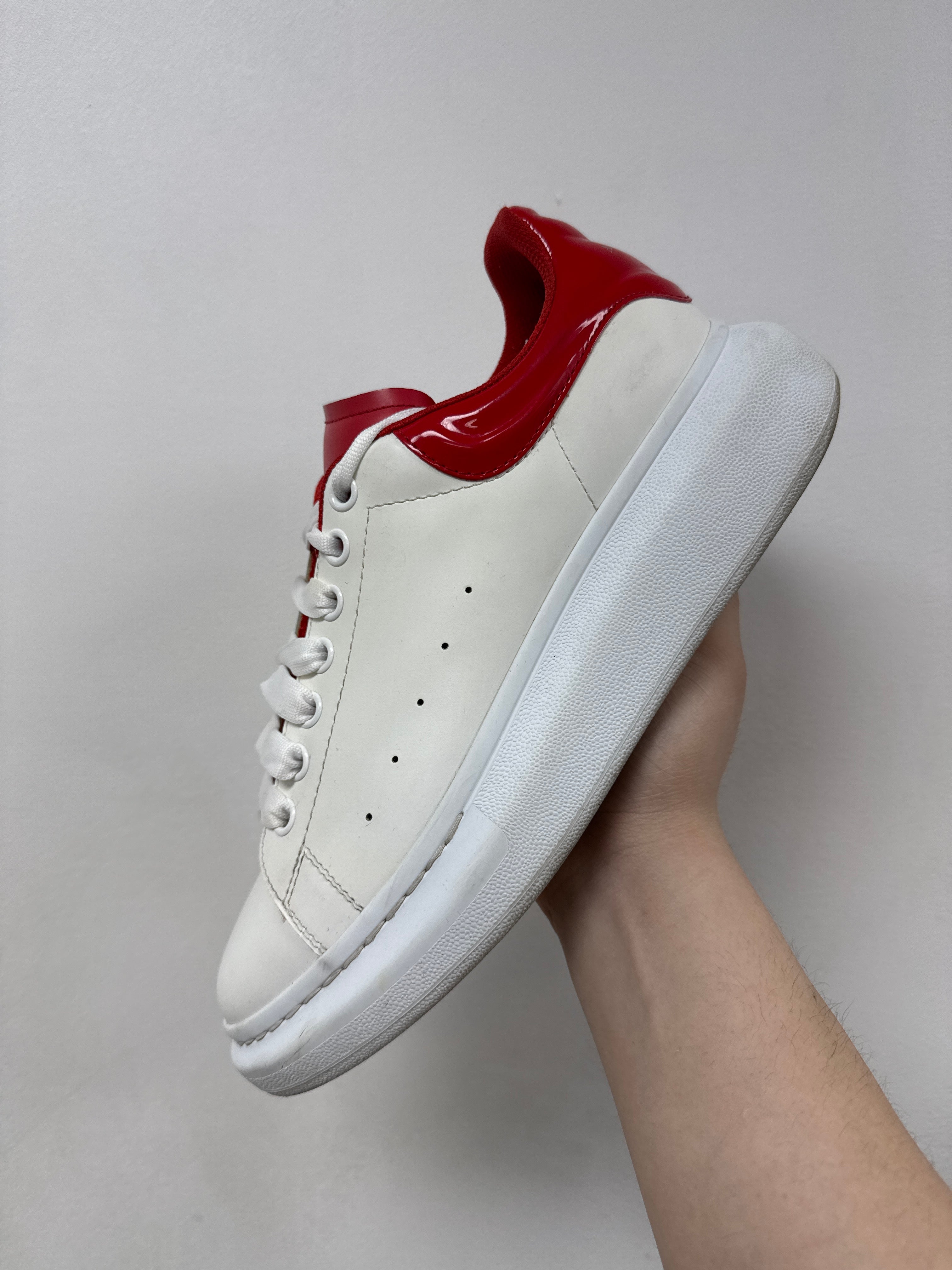 Alexander Mcqueen White Red Patent Leather Sneakers