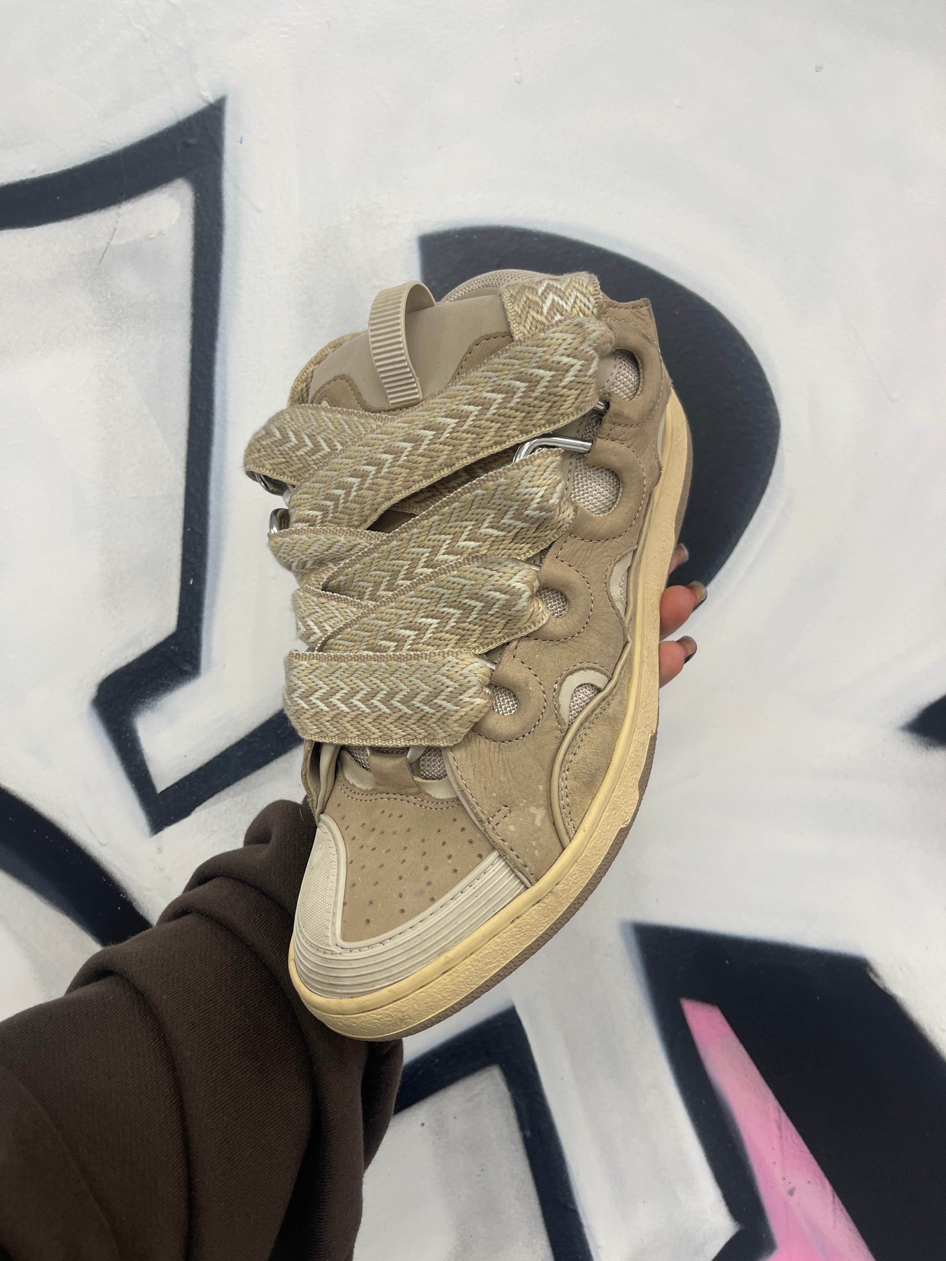 Lanvin Curb Tan White (Missing Fat Lace) Used 43 (US 10) No Box