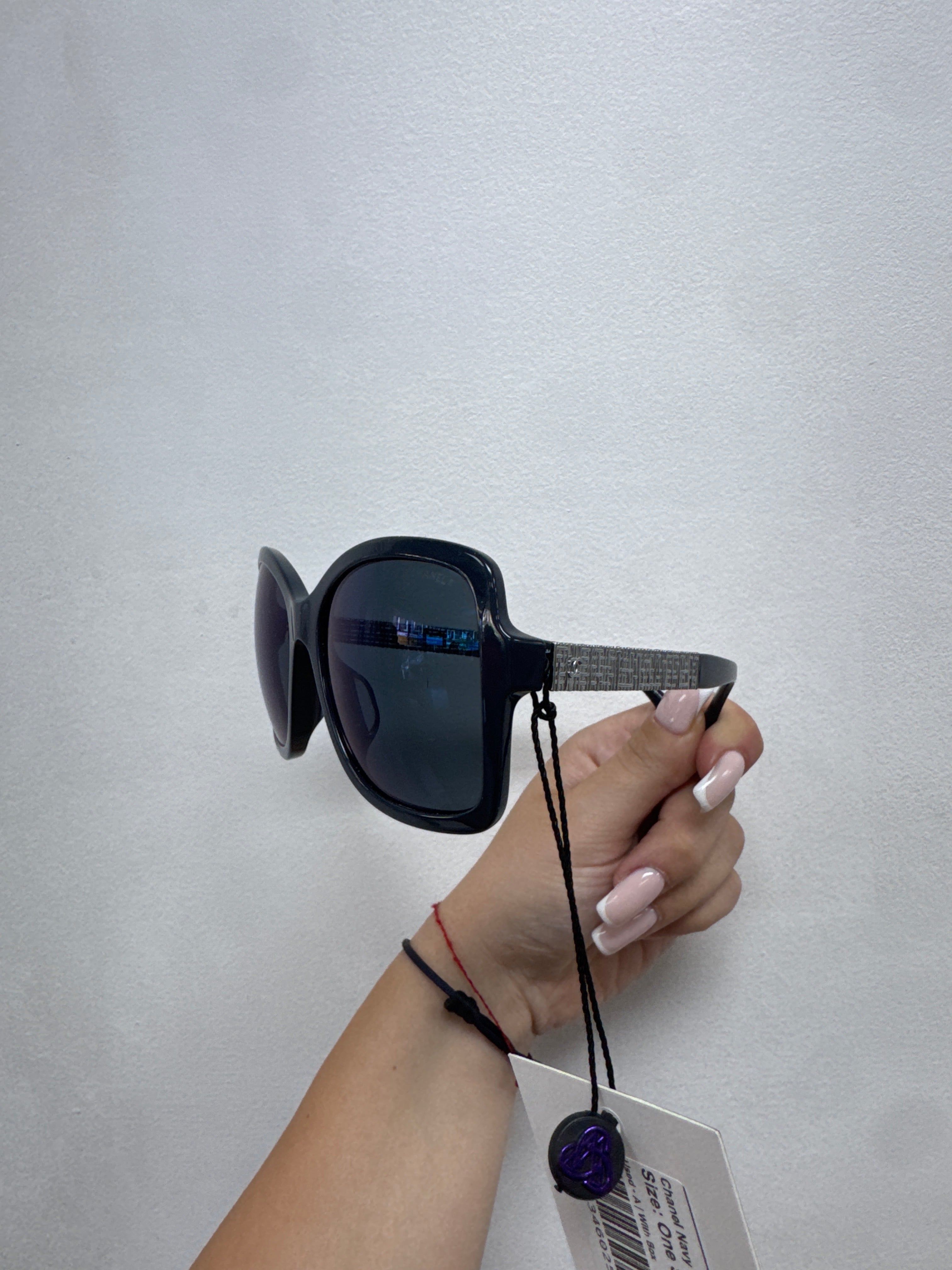 Chanel Navy Blue Silver CC Sunglasses