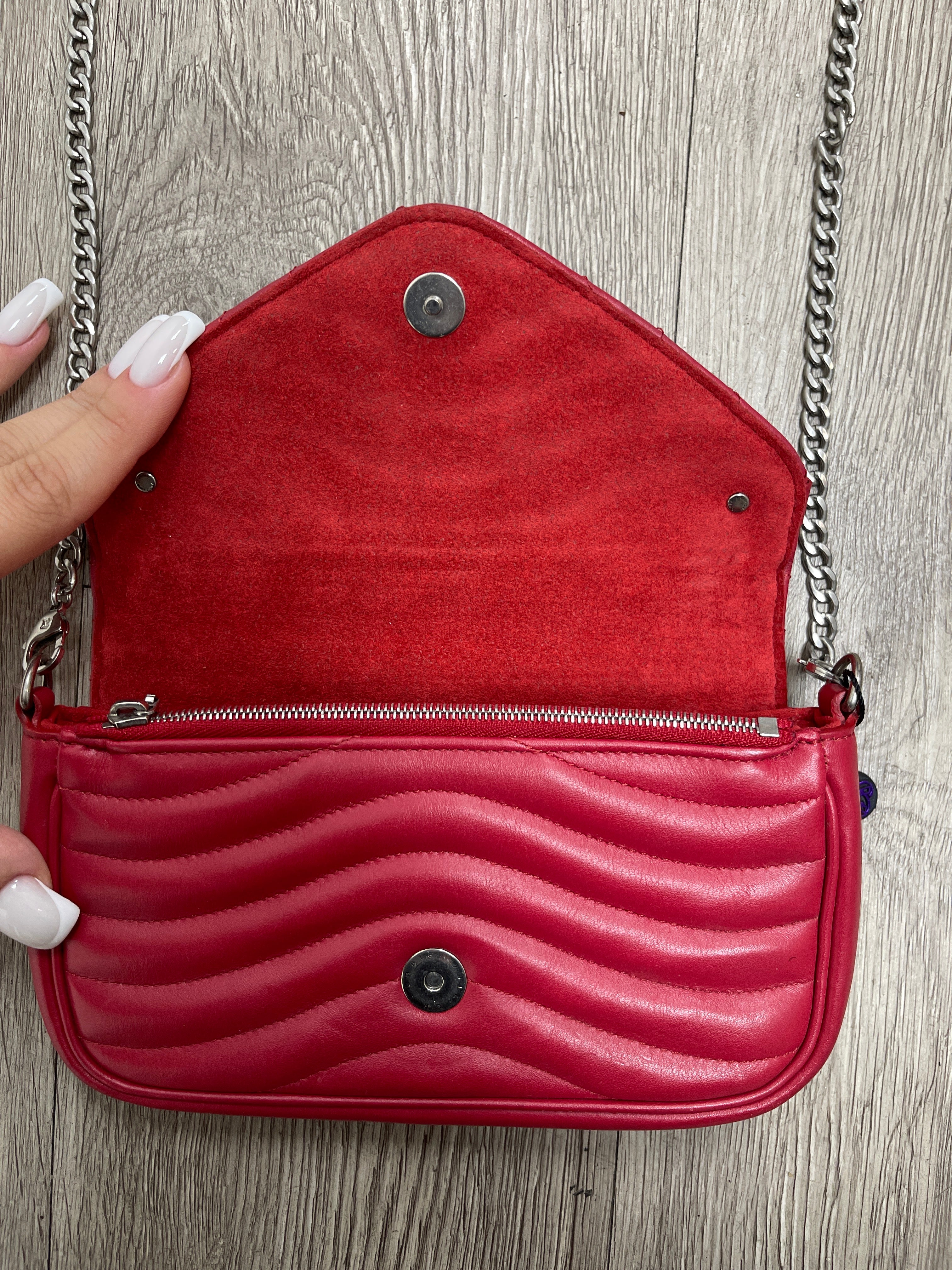 Louis Vuitton Red New Wave Quilted Leather Pouchette Chain Shoulder Bag