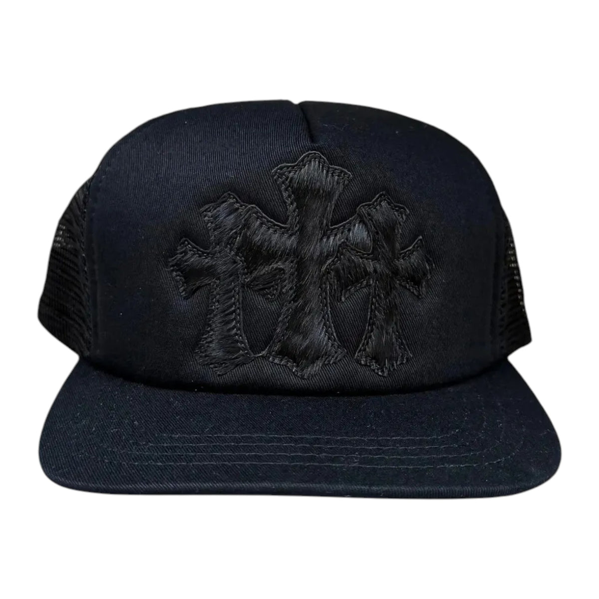 Chrome Hearts 'Cemetery' Pony Hair Mono Black Trucker Hat
