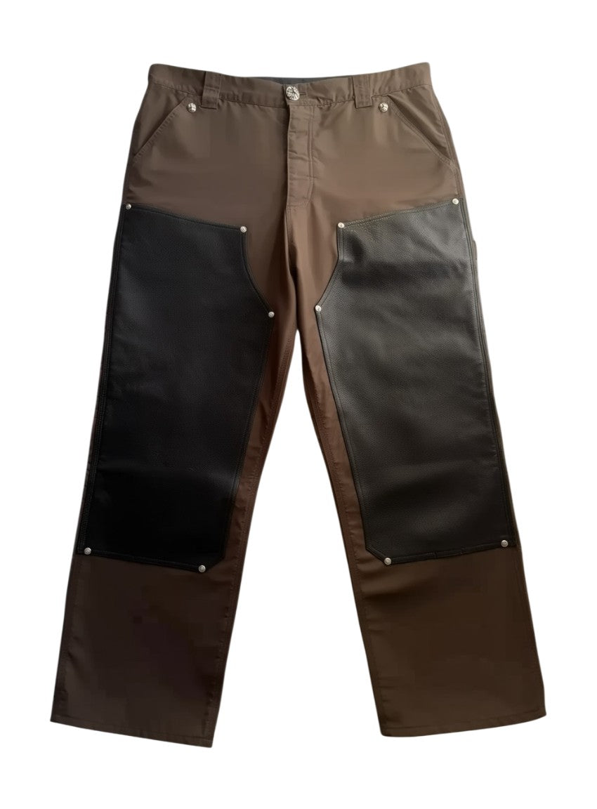 Chrome Hearts 'Leather Double Knee' Nylon Brown Pants