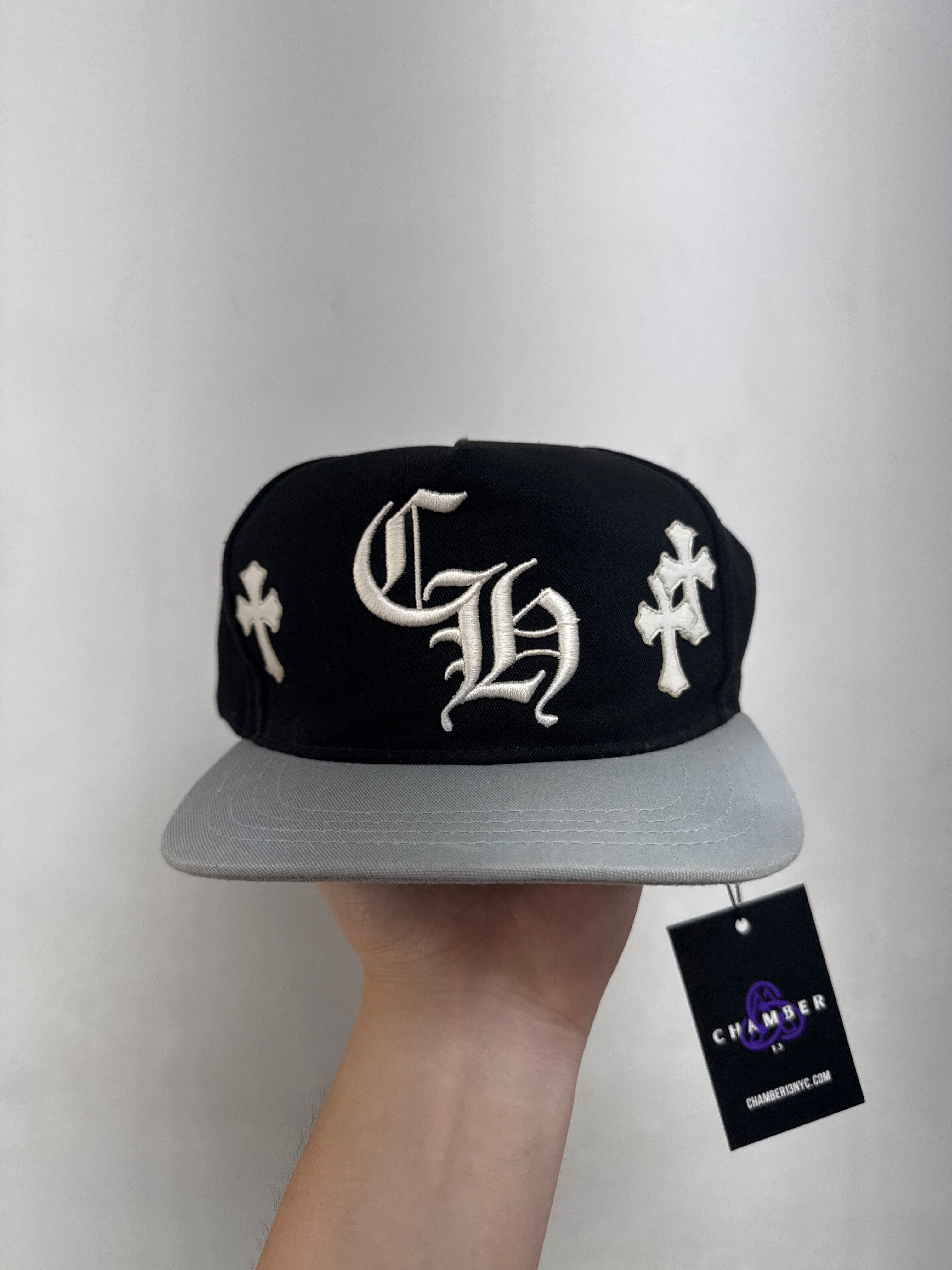 Chrome Hearts Black Grey Patch Baseball Trucker Hat