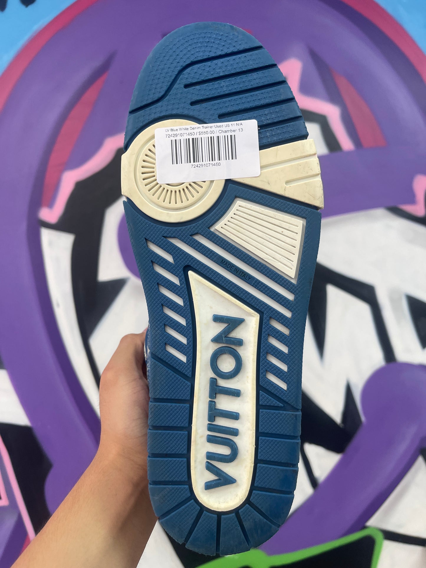 LV Blue White Denim Trainer Used US 11 N/A