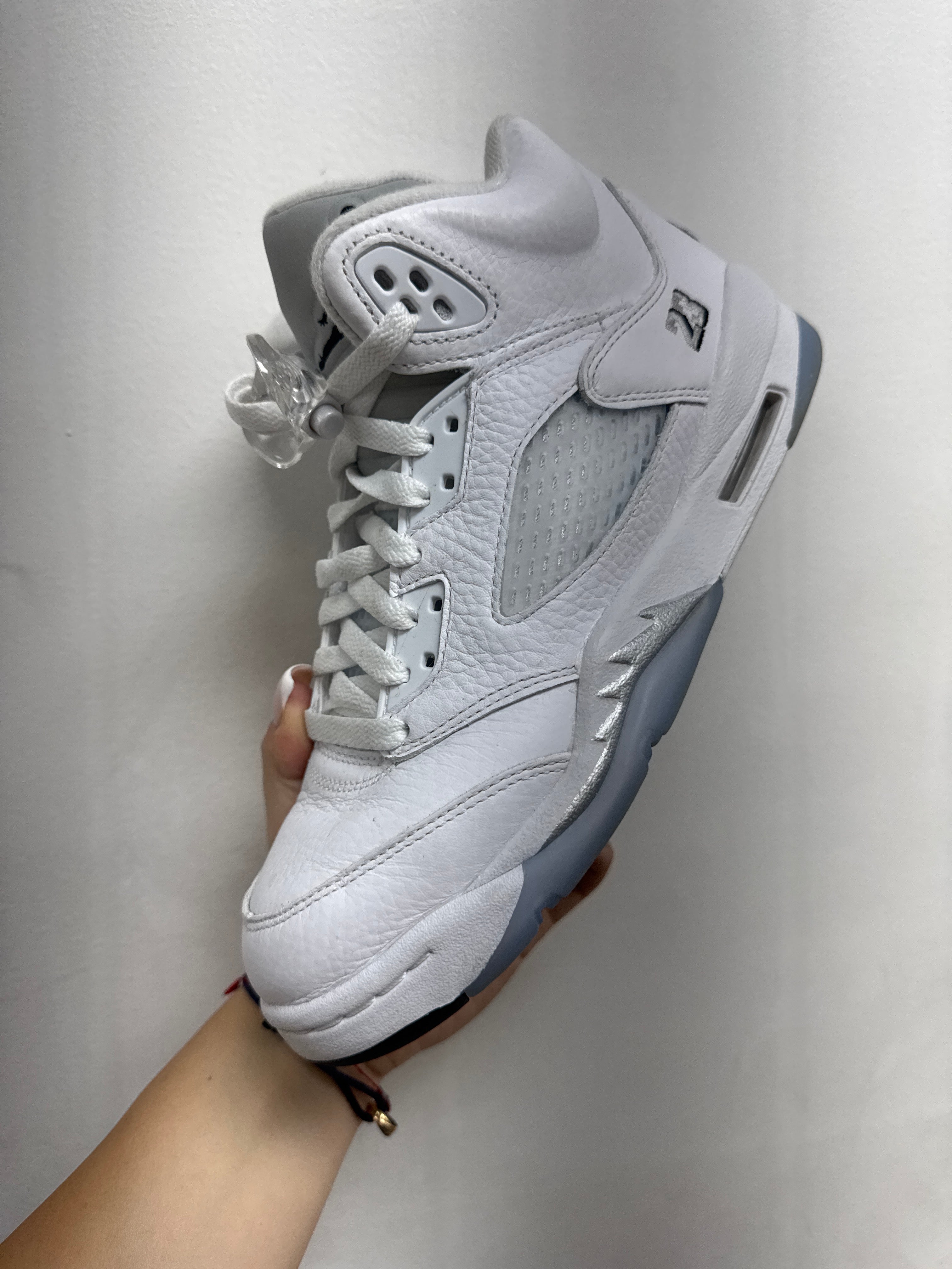 Jordan 5 White Metallic Sneakers