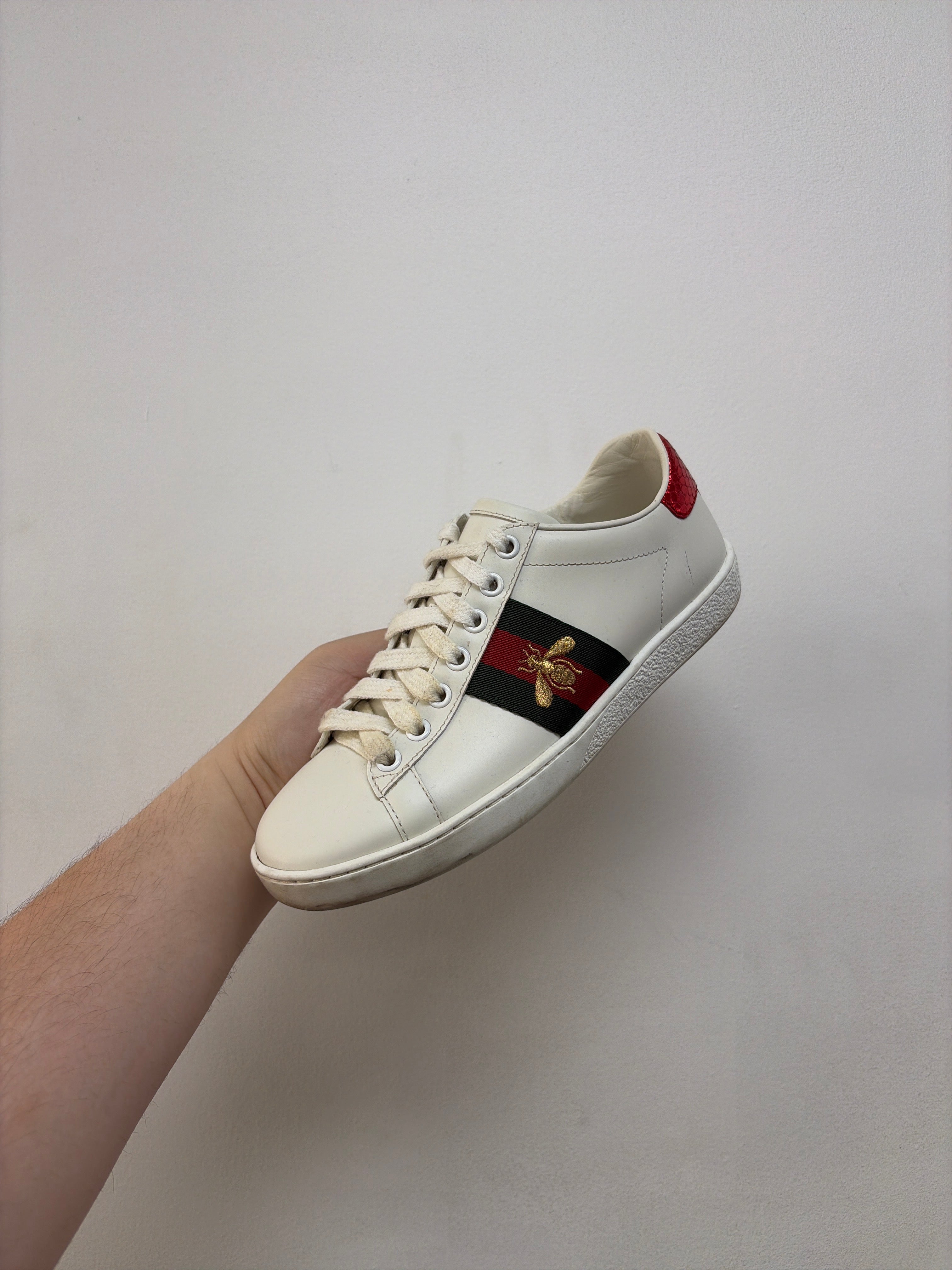 Gucci White Bee Ace Sneakers