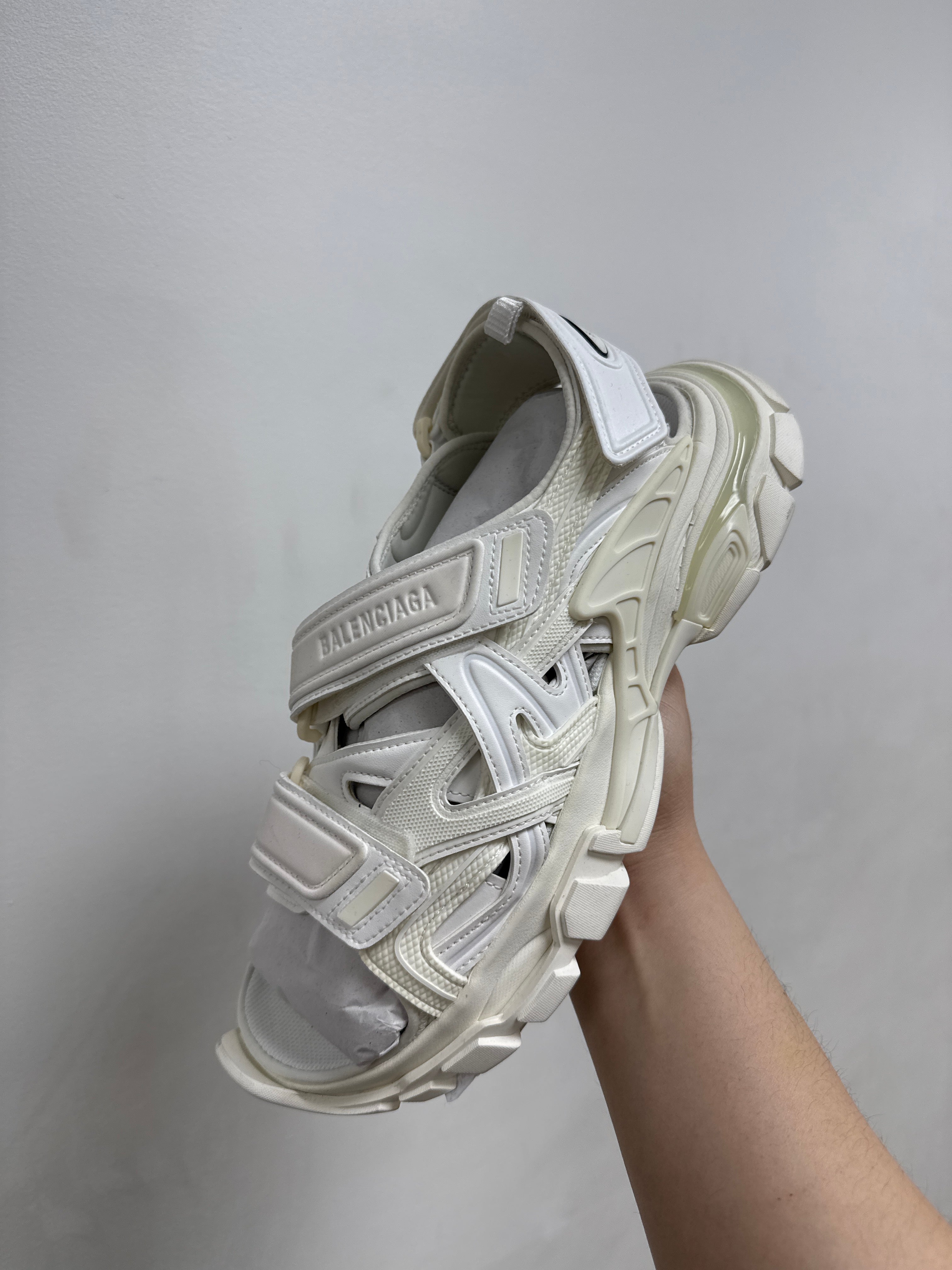 Balenciaga White Strap Slides