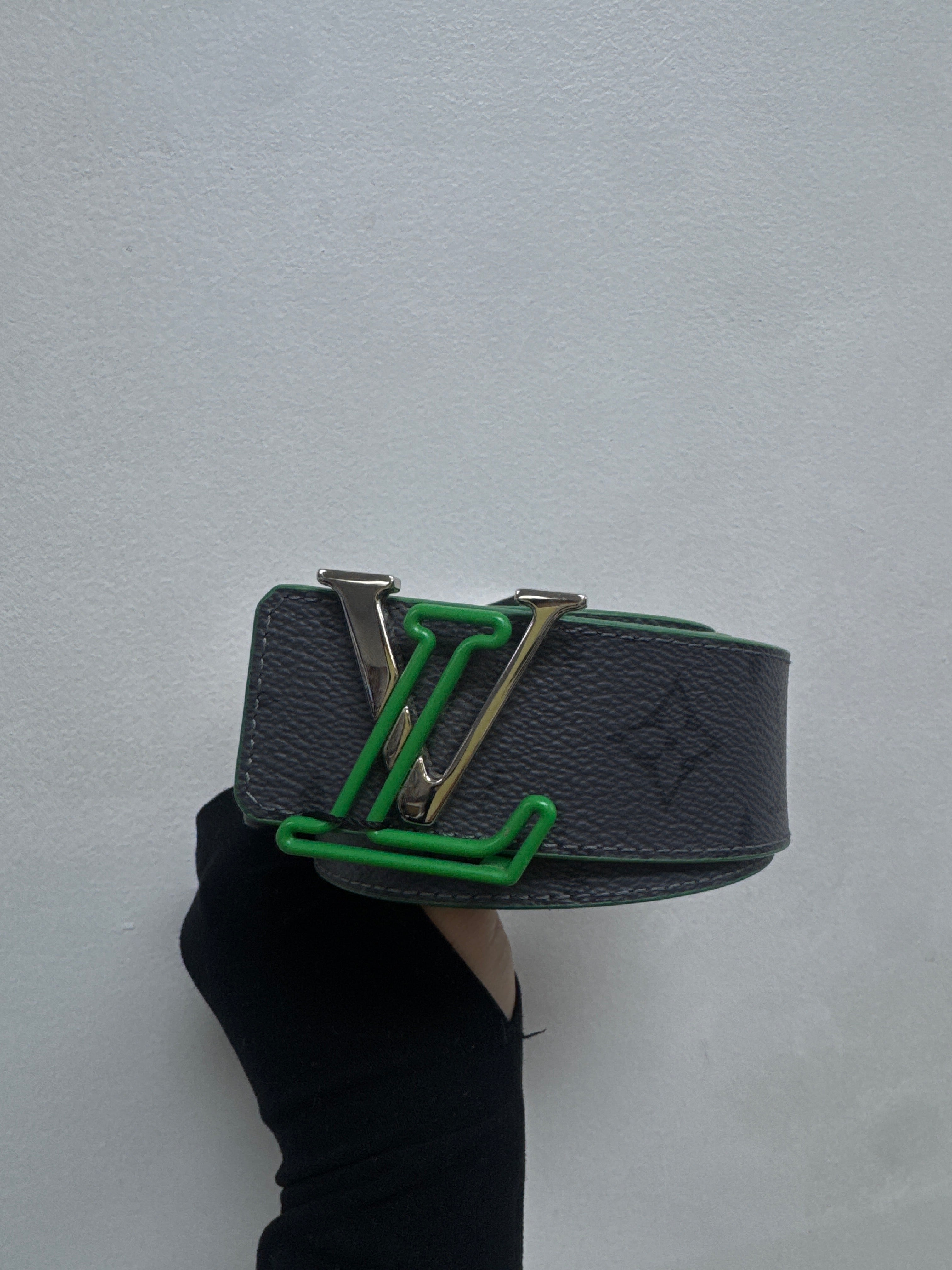 Louis Vuitton Grey Green Monogram (110-44) Belt