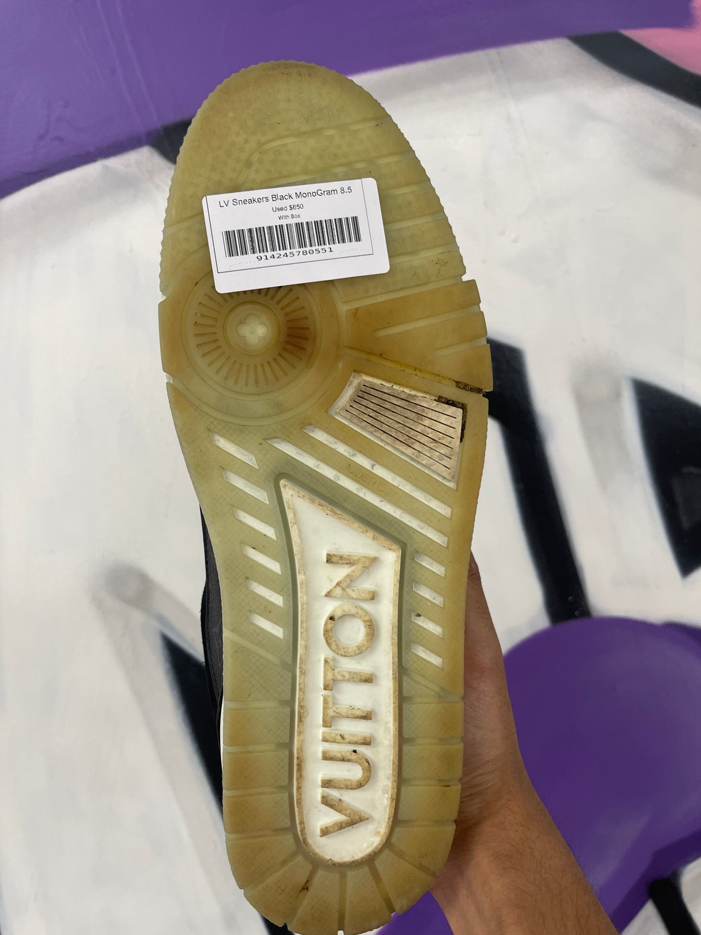 LV Sneakers Black MonoGram Used With Box