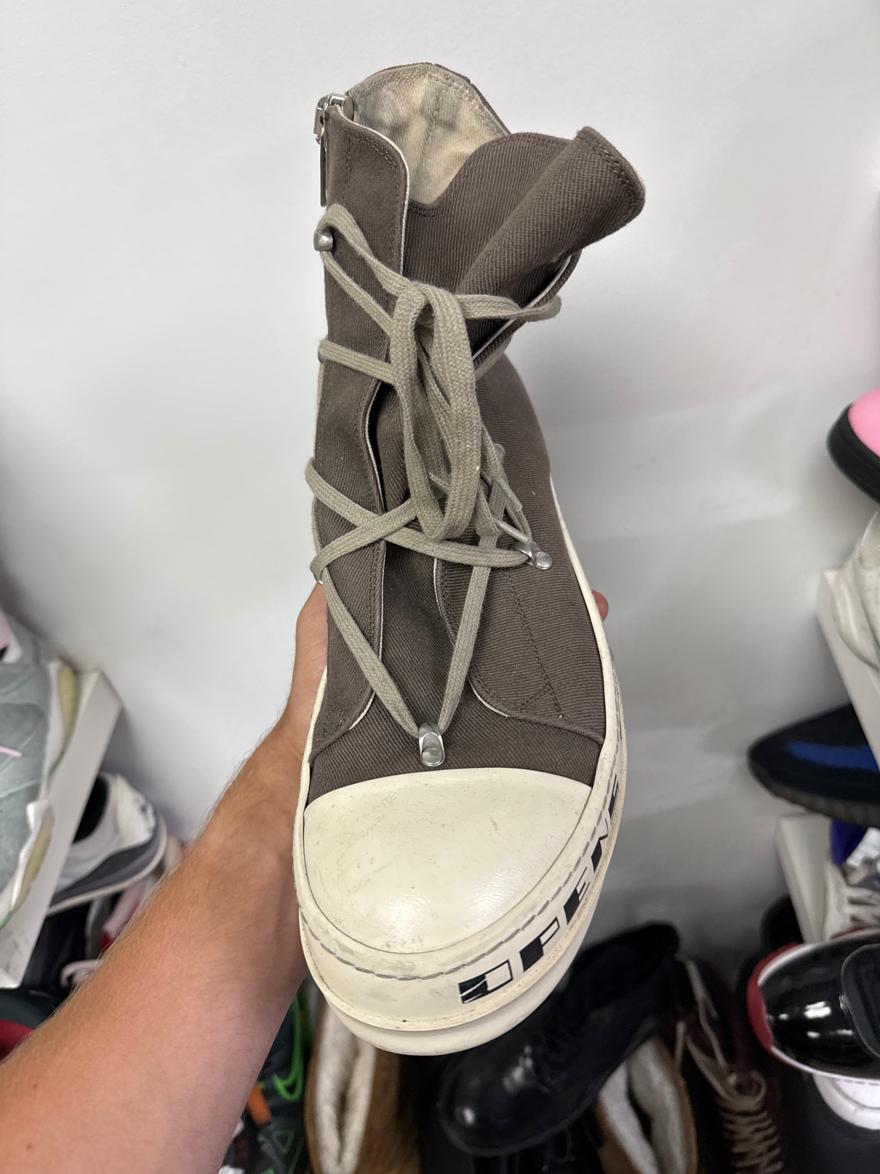 Rick Owens Dust Milk Hexa Lace High Sneakers