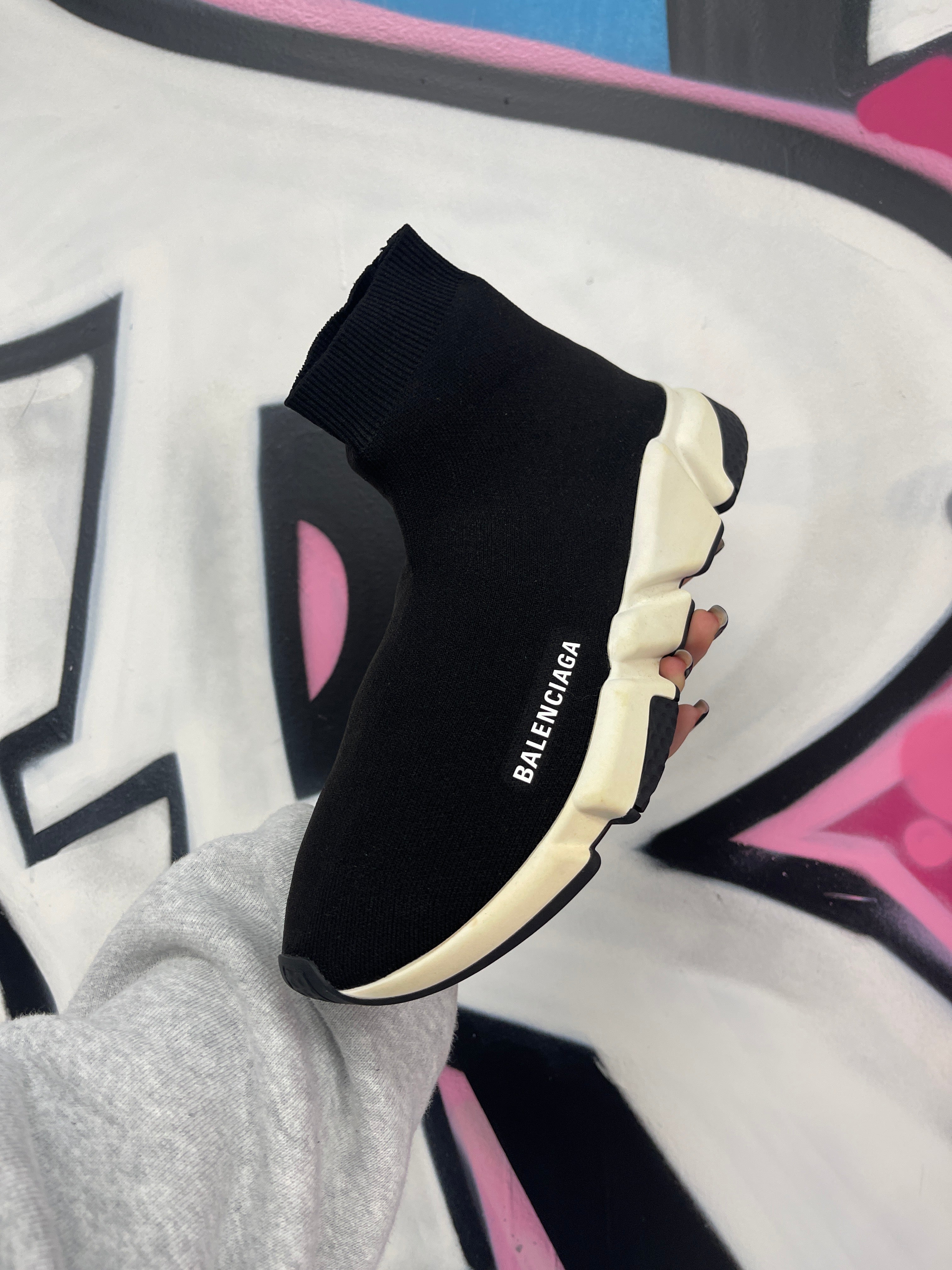 Balenciaga Speed Sock Runner Black White New 41 (US 8) With Box