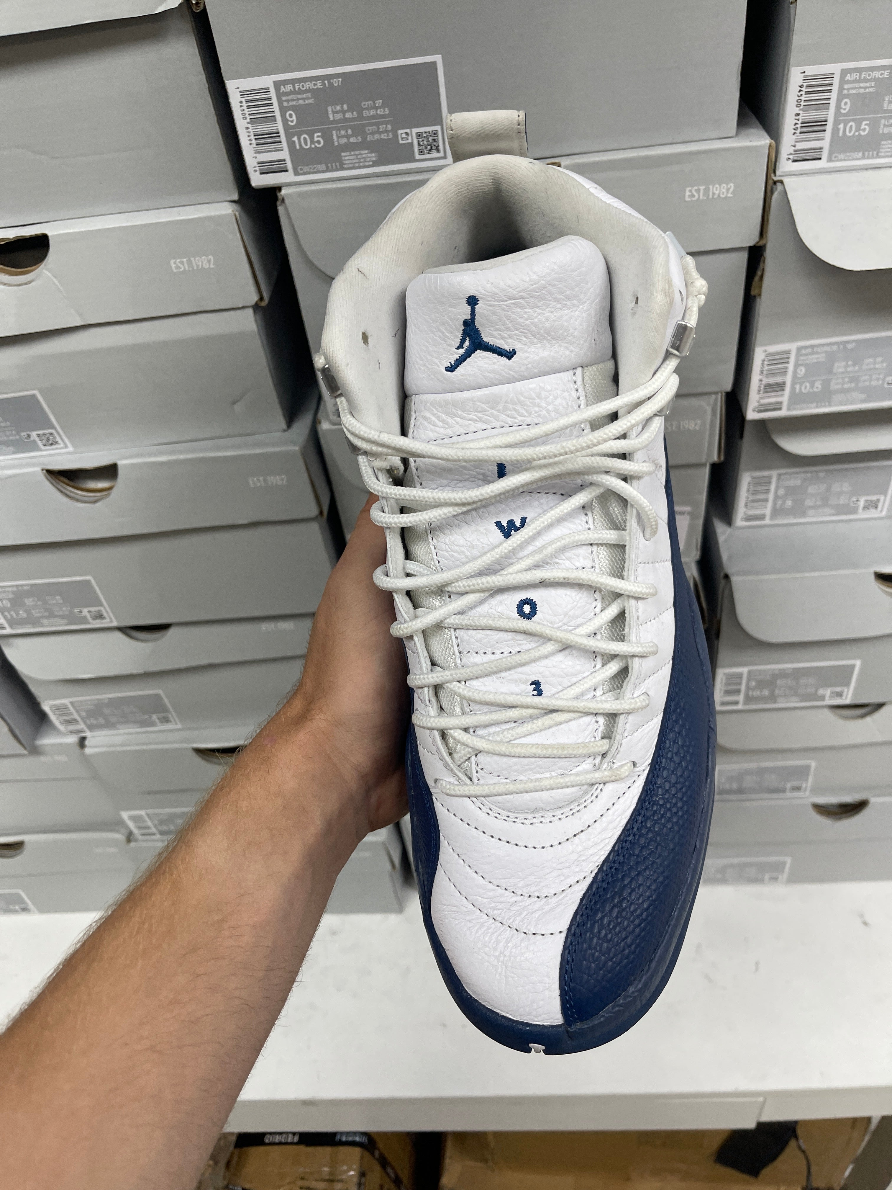 Jordan 12 White & French Blue Sneakers
