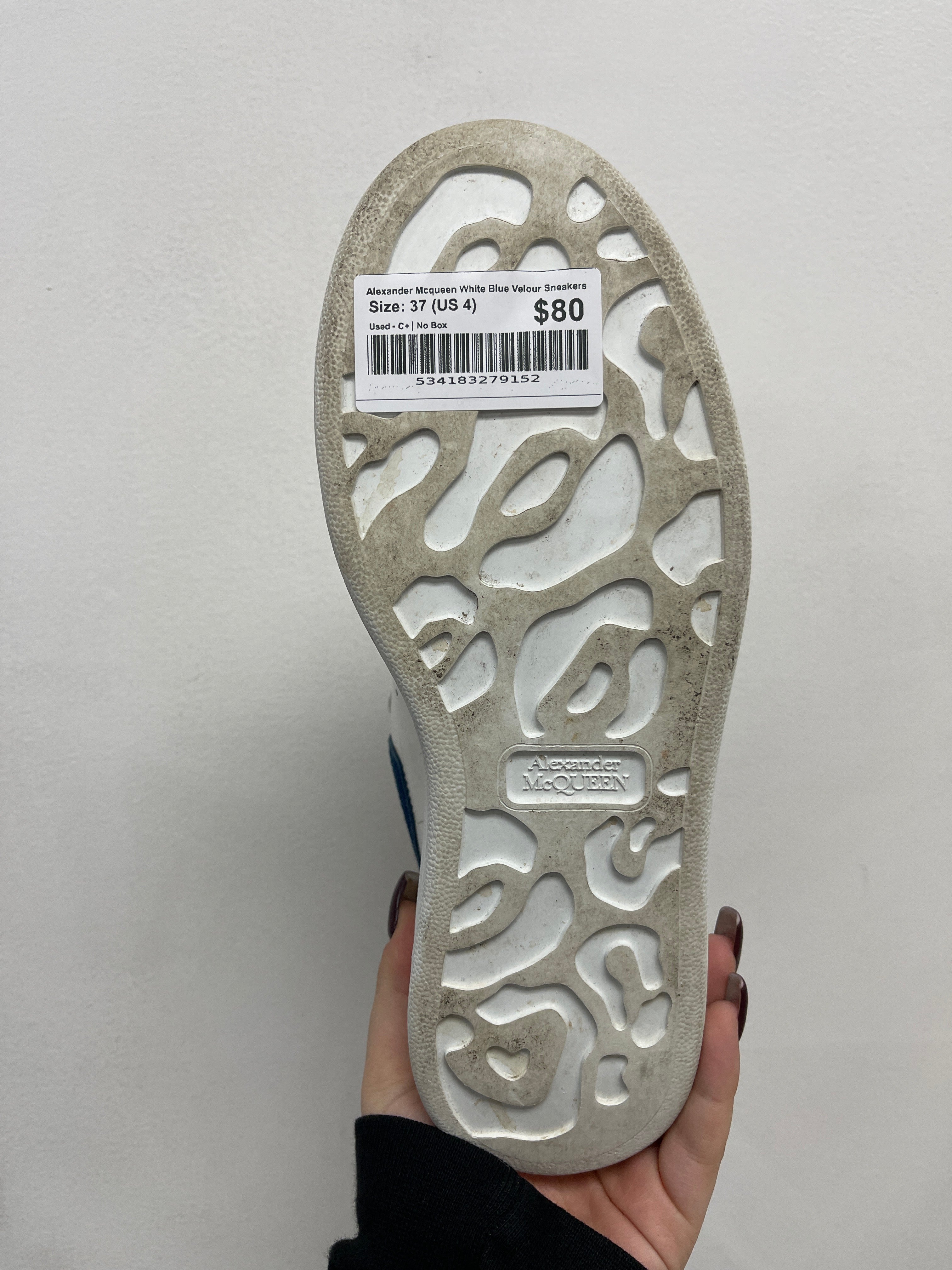 Alexander Mcqueen White Blue Velour Sneakers