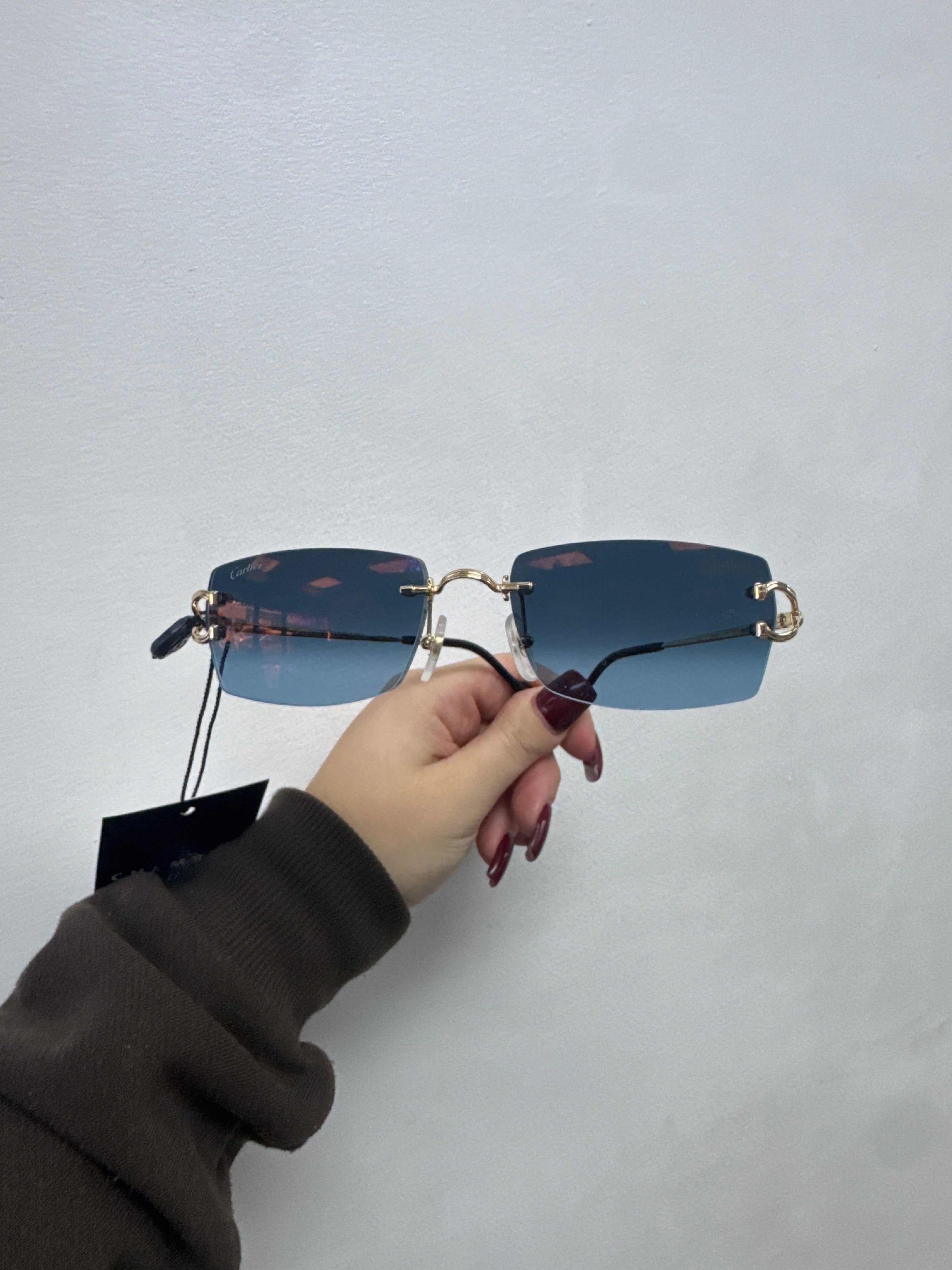 Cartier Gold Blue Tint C Wire Glasses